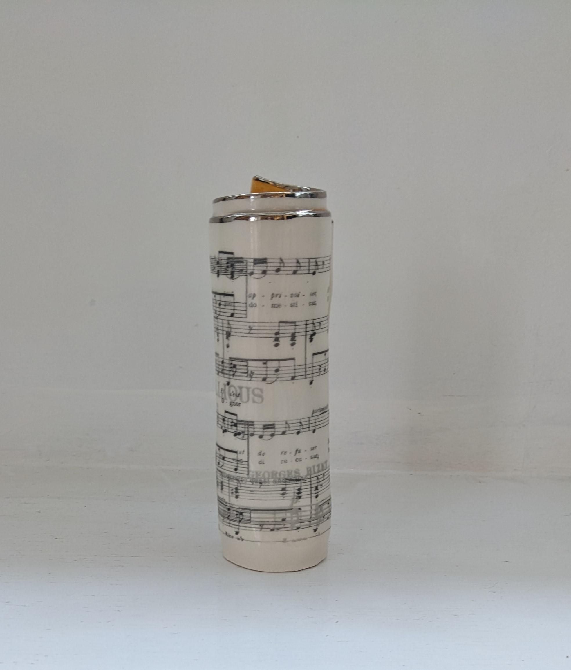 Large Orange Music Scroll Bud Vase