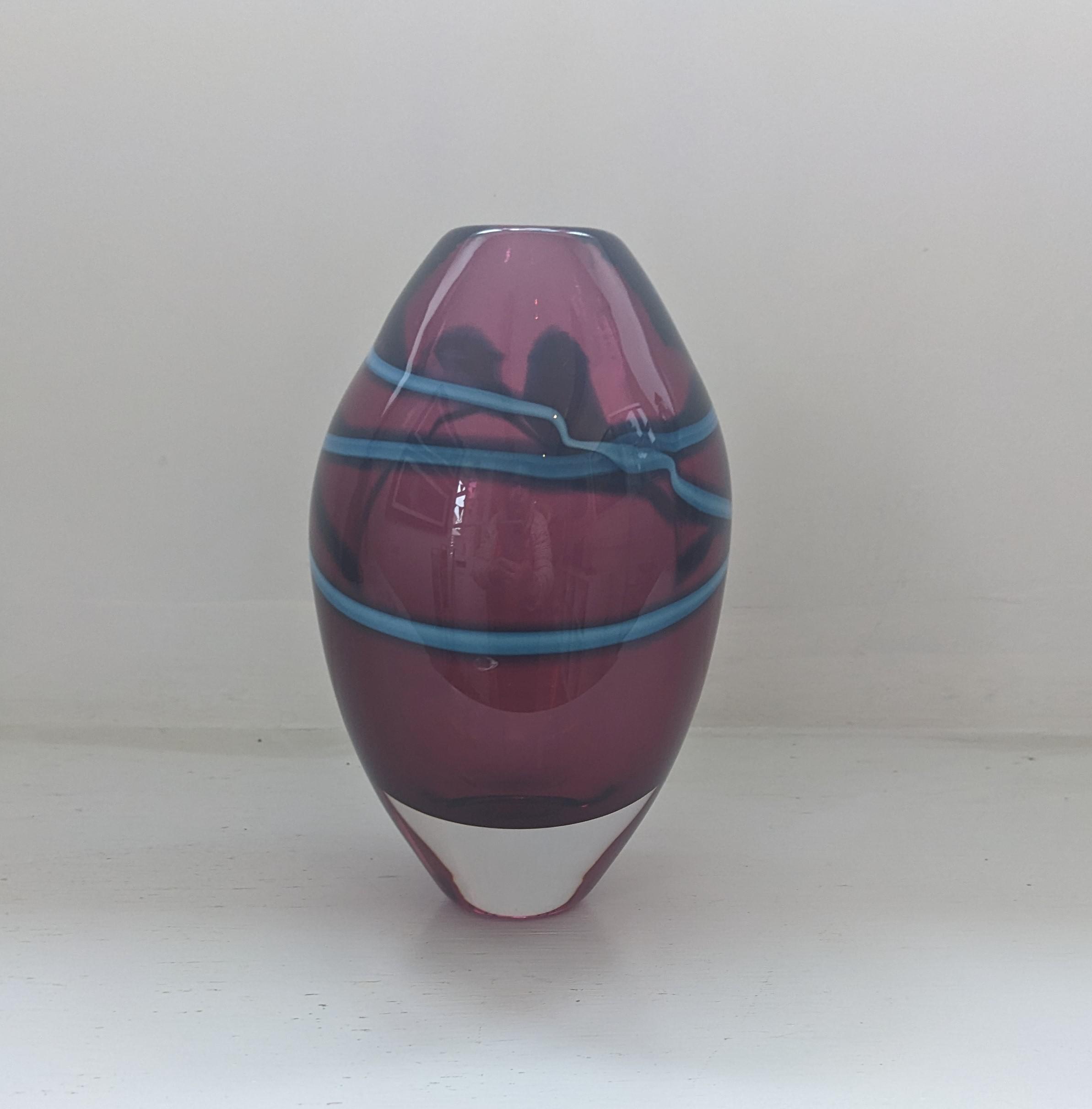 Swirl Vase in Gold Ruby and Turquoise