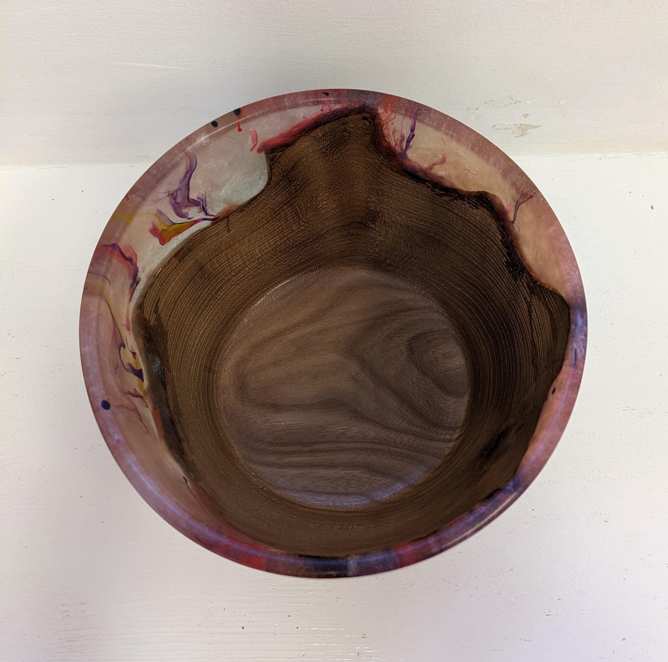 Burr Elm and Pink Resin Bowl