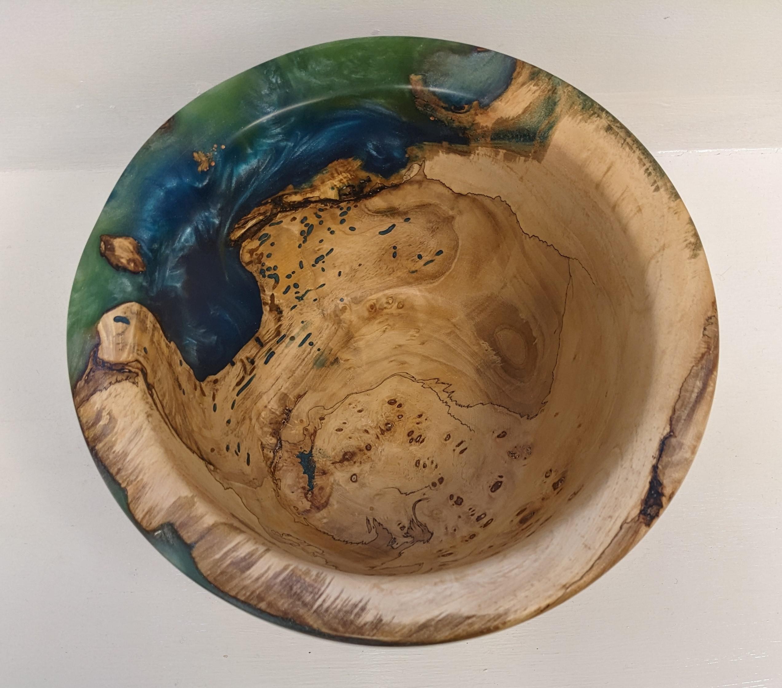 Black Poplar Burr and Resin Bowl