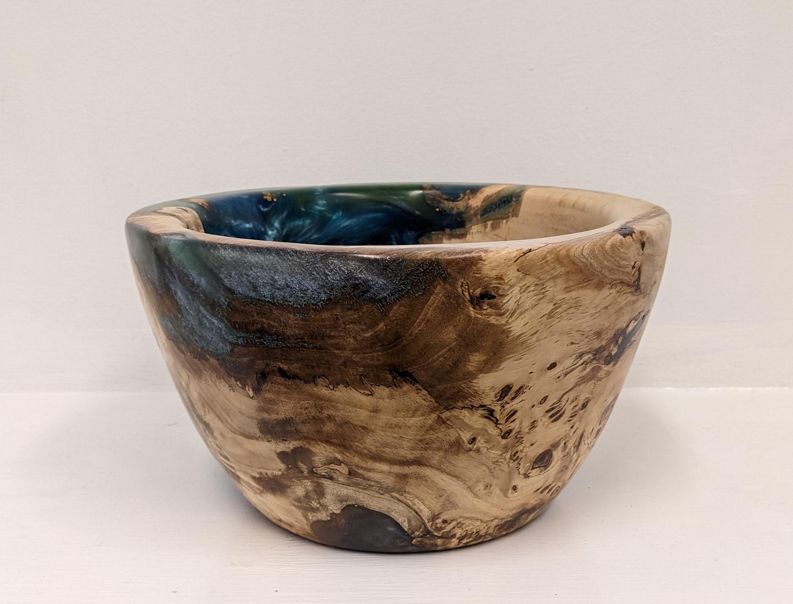 Black Poplar Burr and Resin Bowl