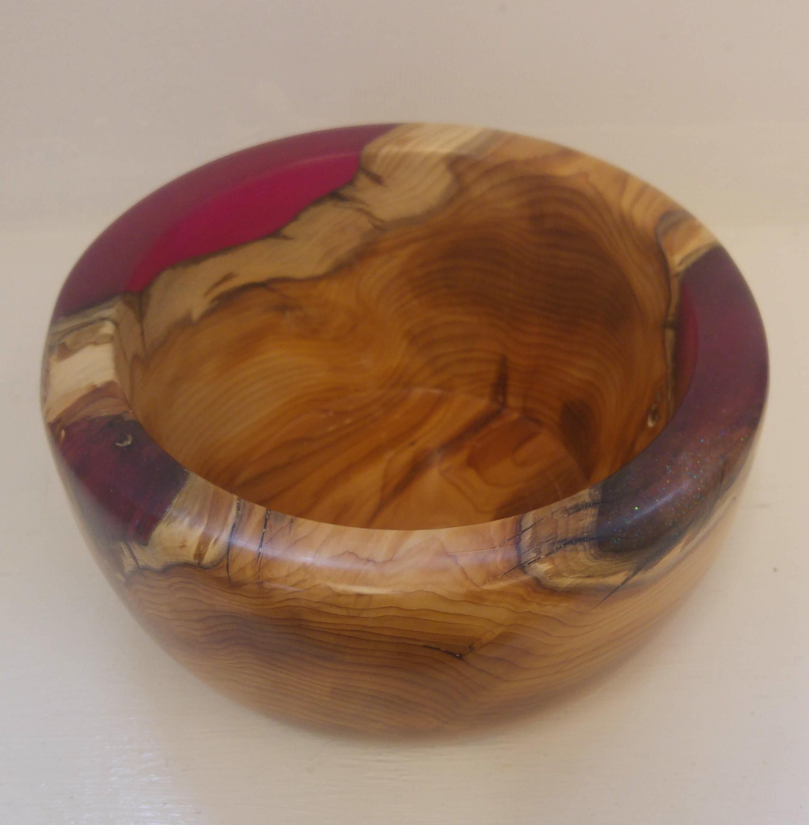 Yew and Pink Resin Bowl
