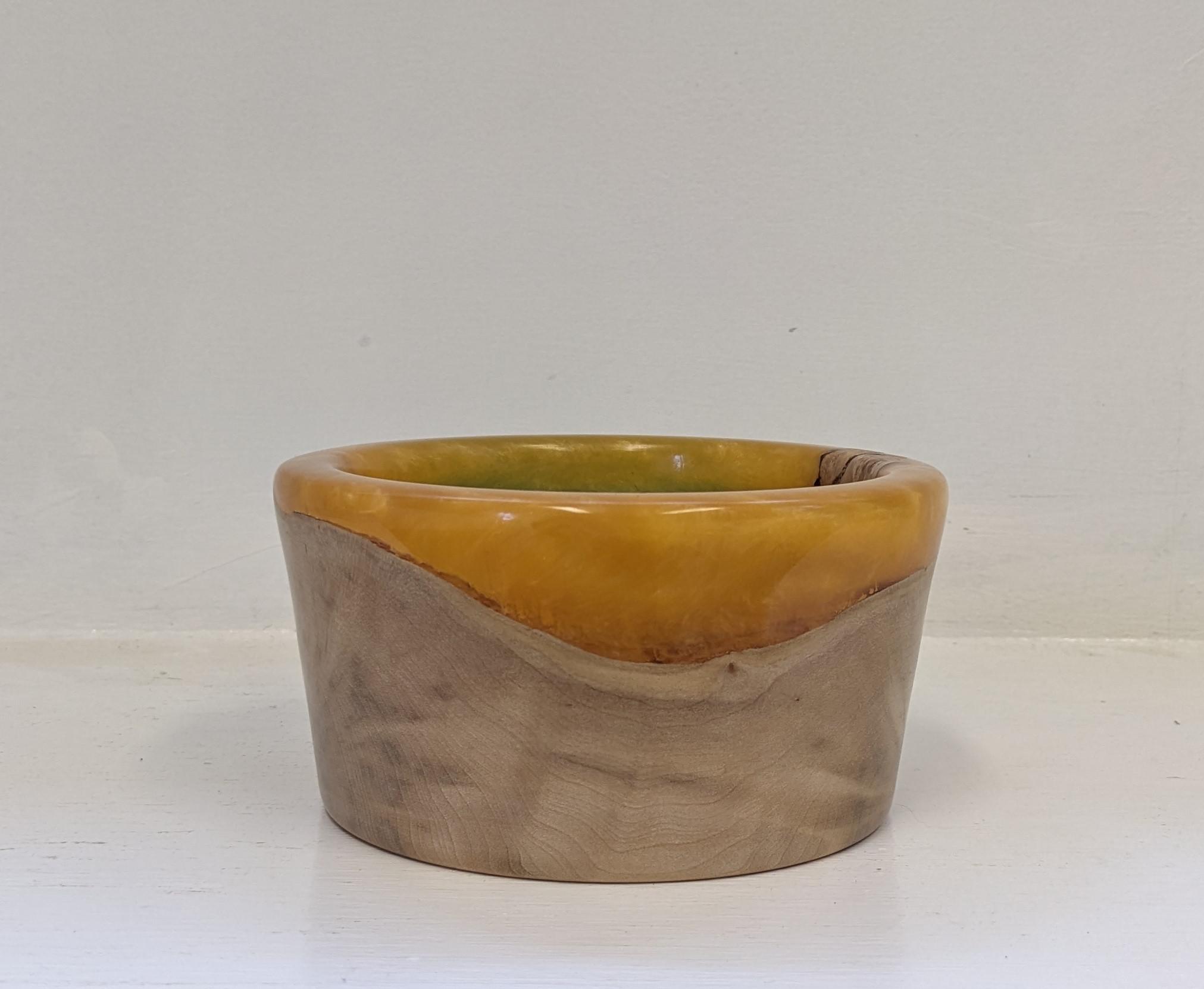 Ash and Orange Resin Bowl