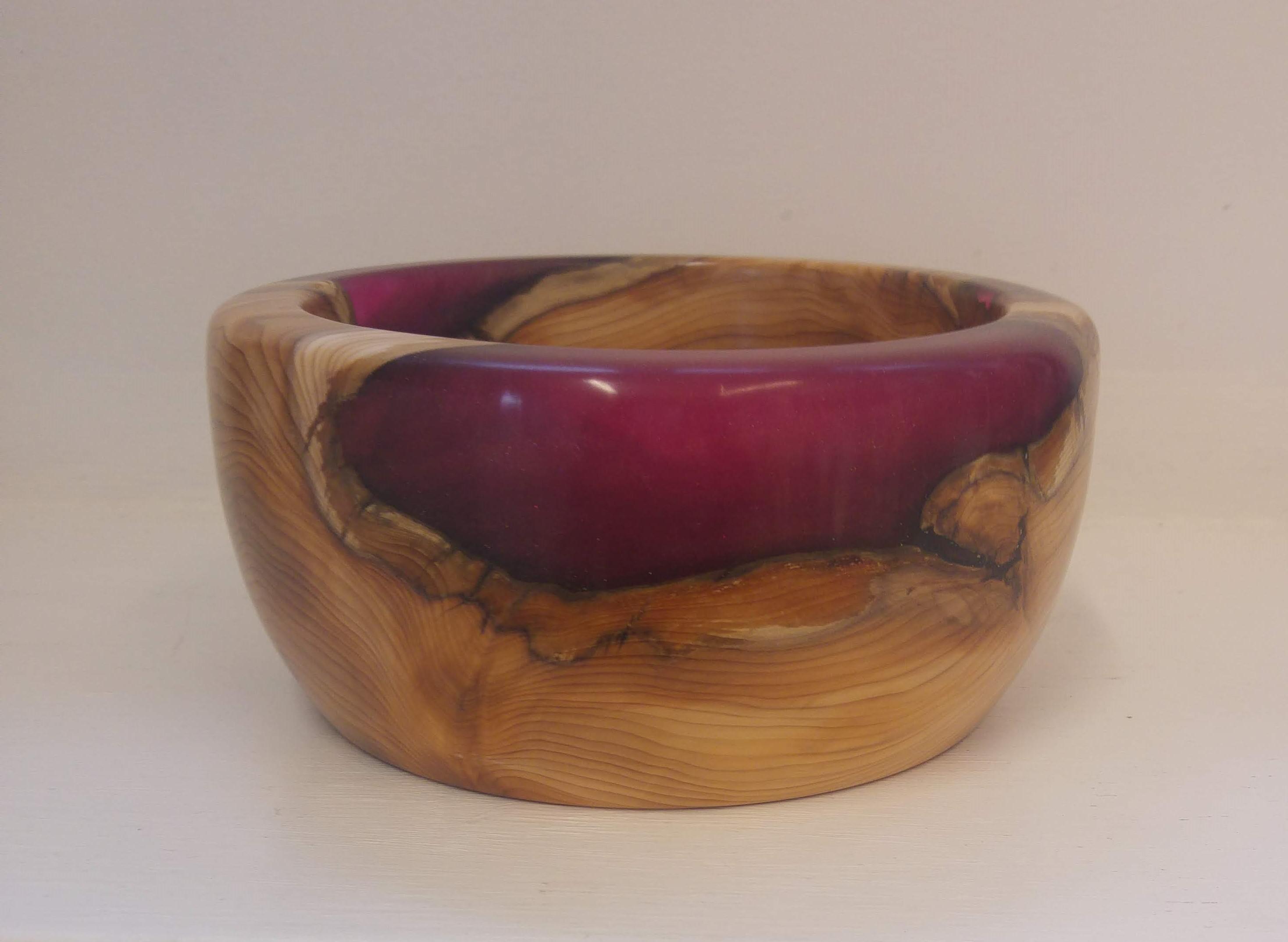 Yew and Pink Resin Bowl