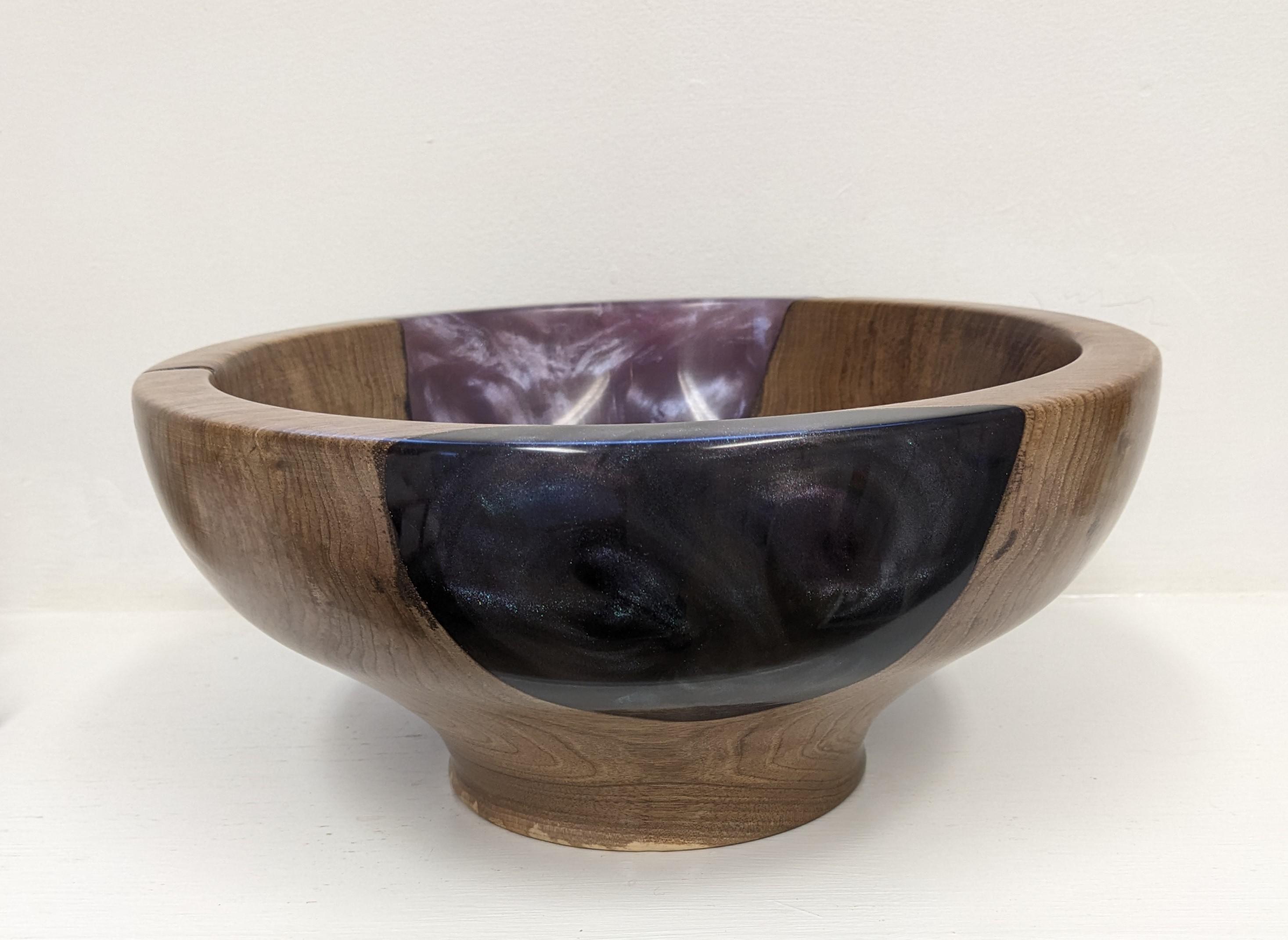 Walnut and Purple Resin Bowl