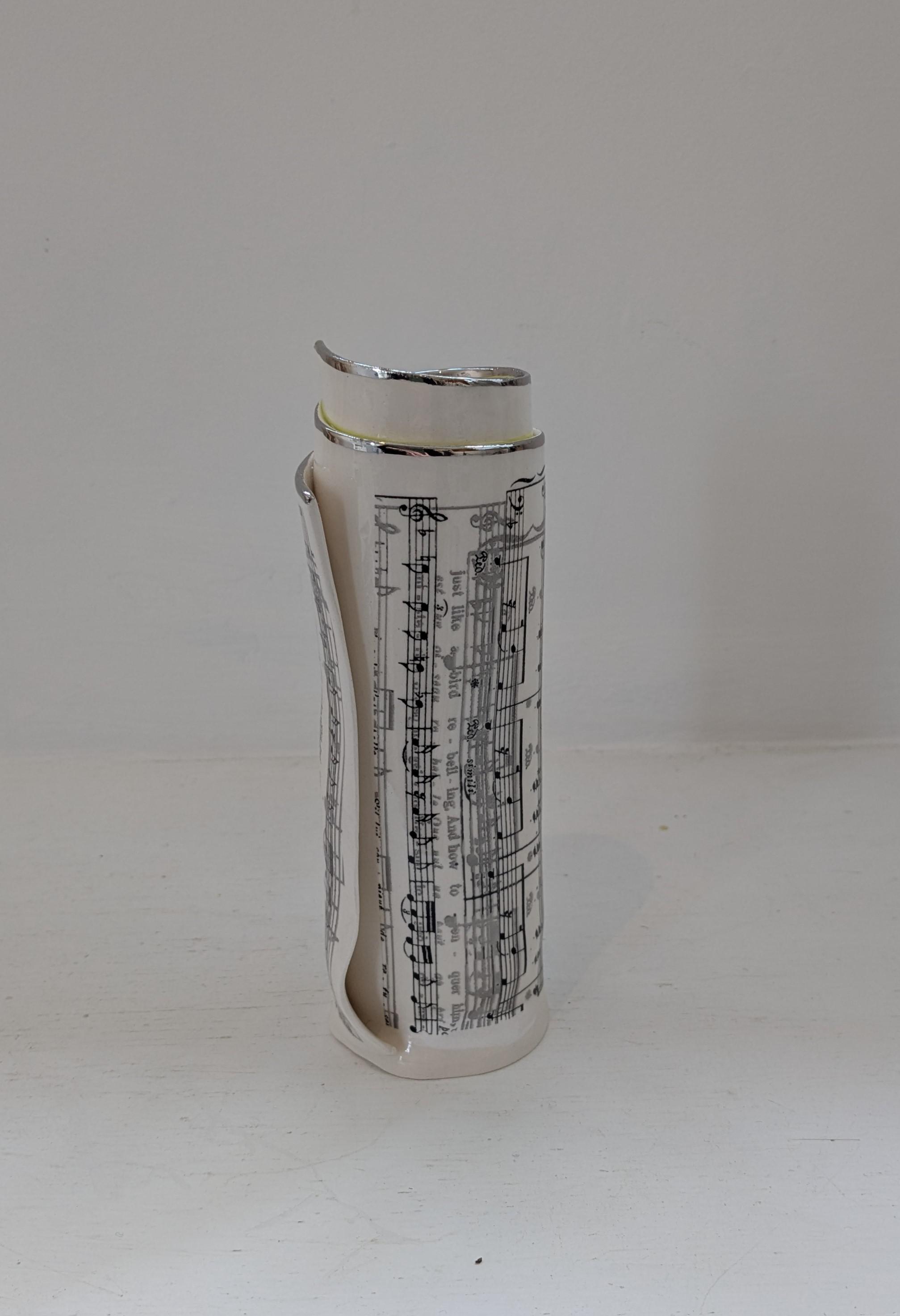 Large Green Music Scroll Bud Vase