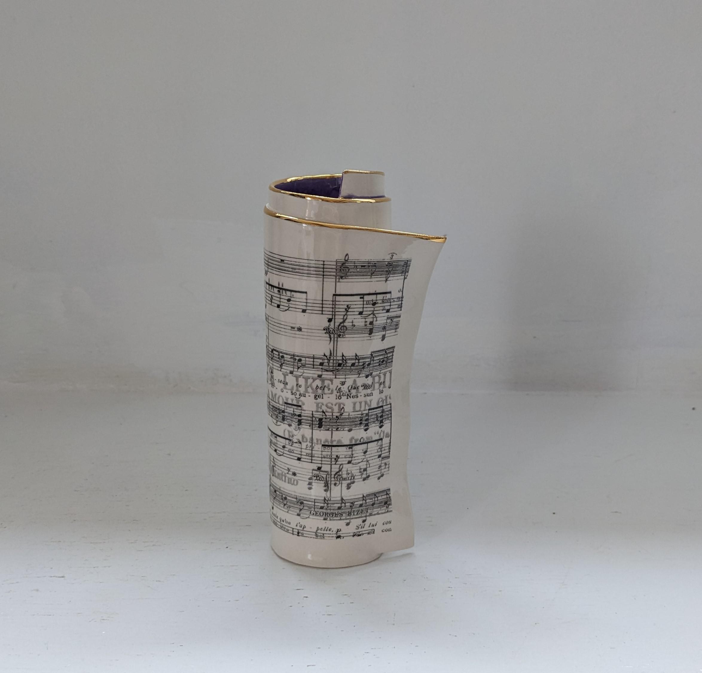 Large Purple Music Scroll Bud Vase