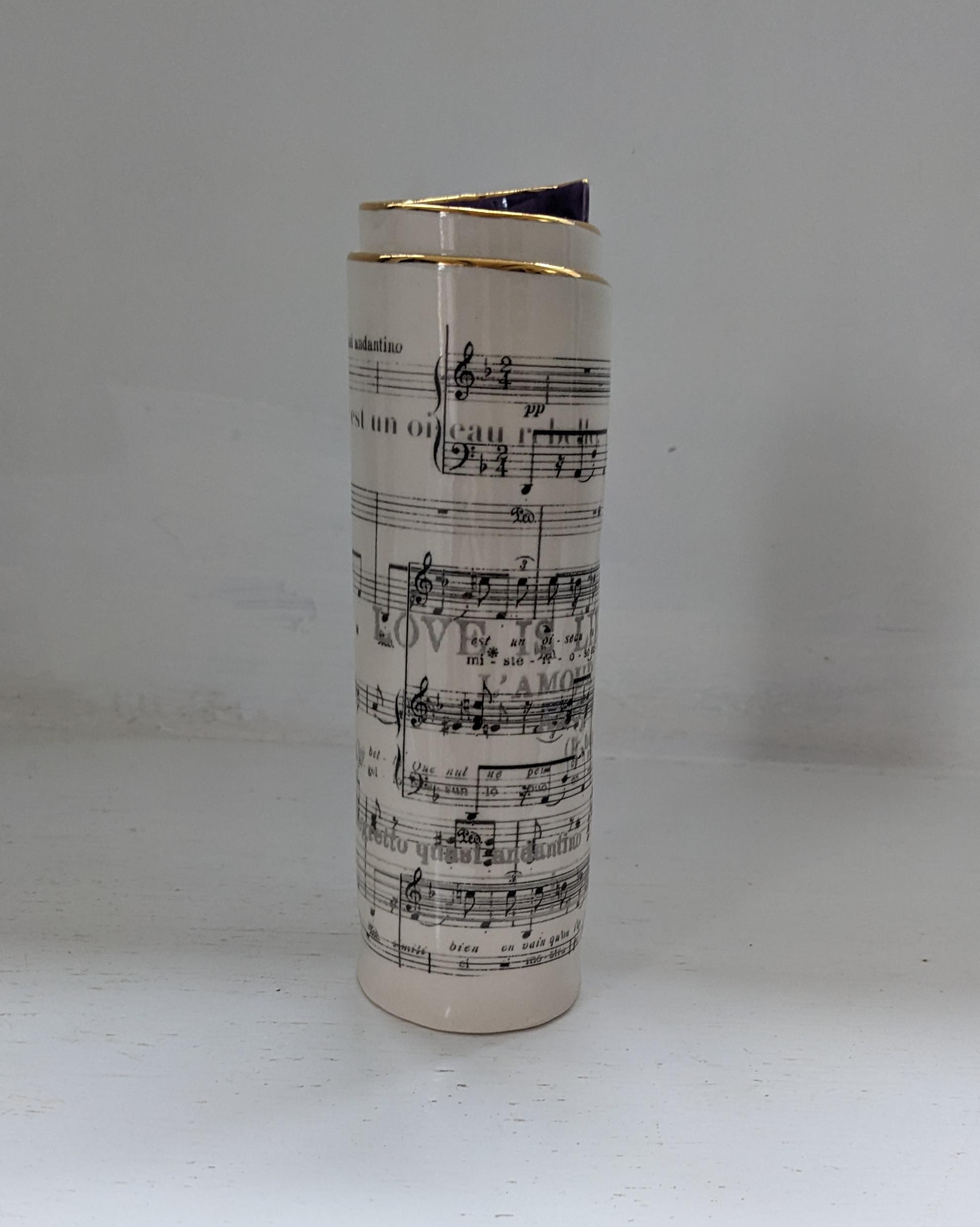 Large Purple Music Scroll Bud Vase