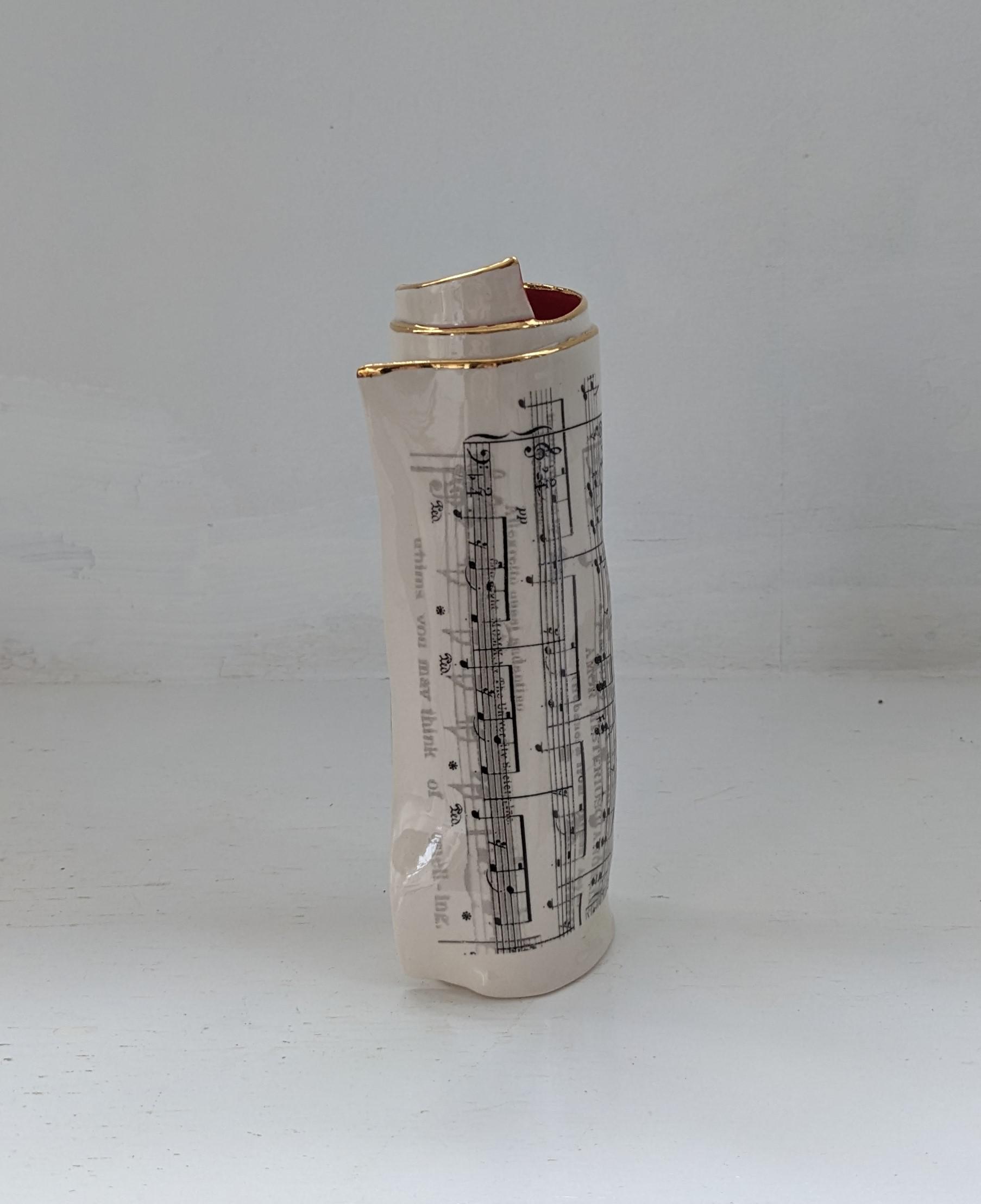 Large Red Music Scroll Bud Vase