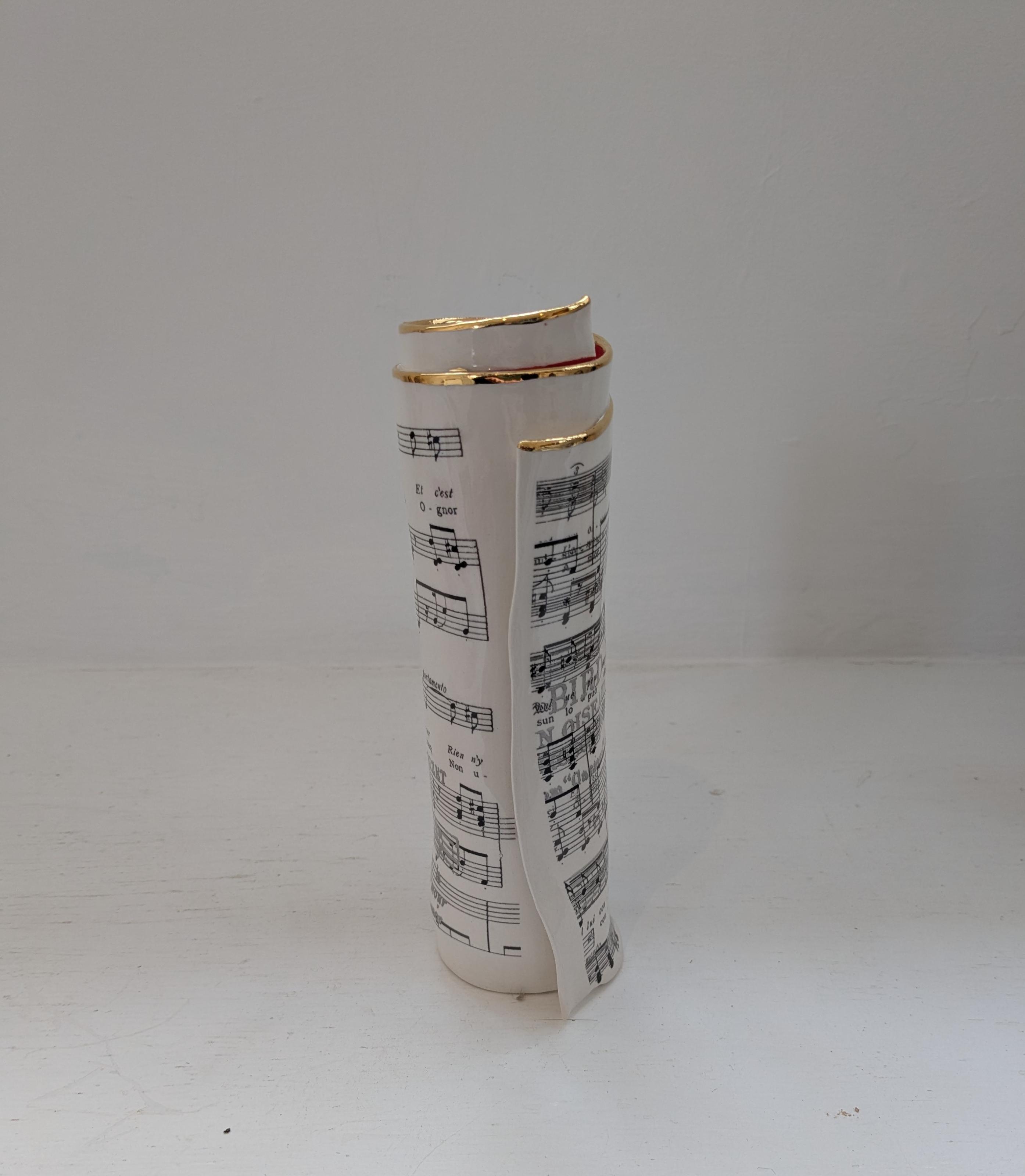 Large Red Music Scroll Bud Vase