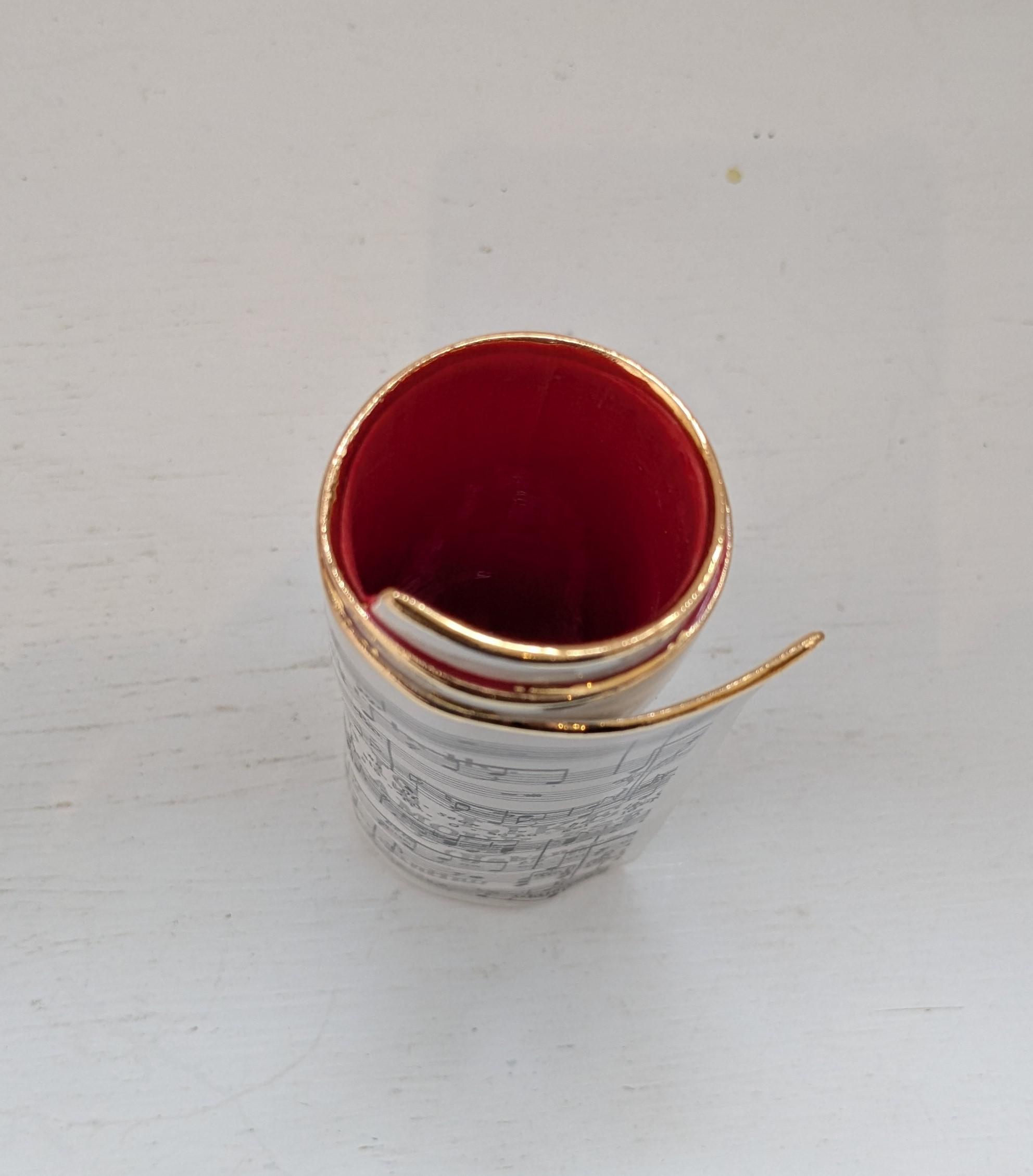 Medium Red Music Scroll Bud Vase