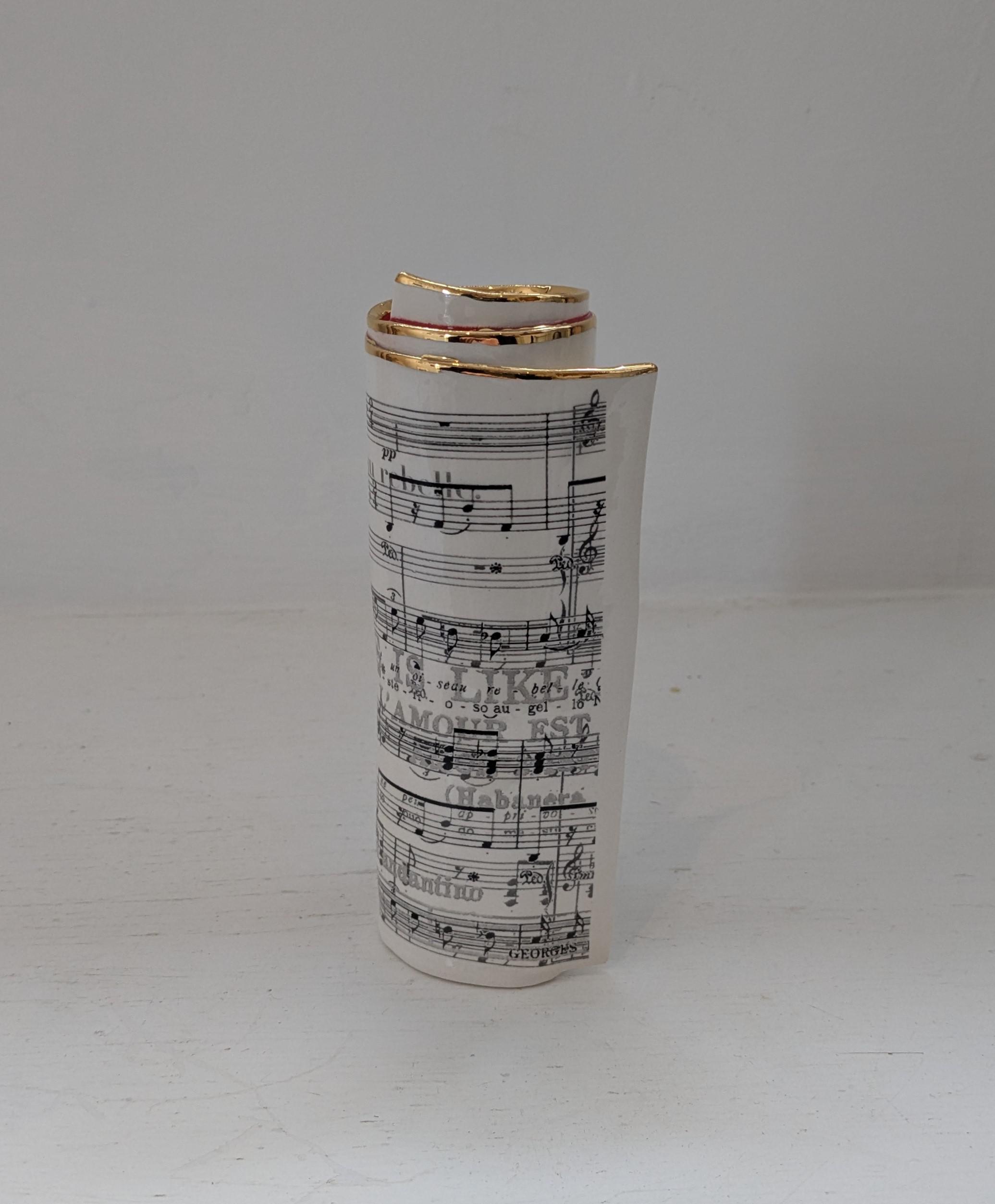 Medium Red Music Scroll Bud Vase