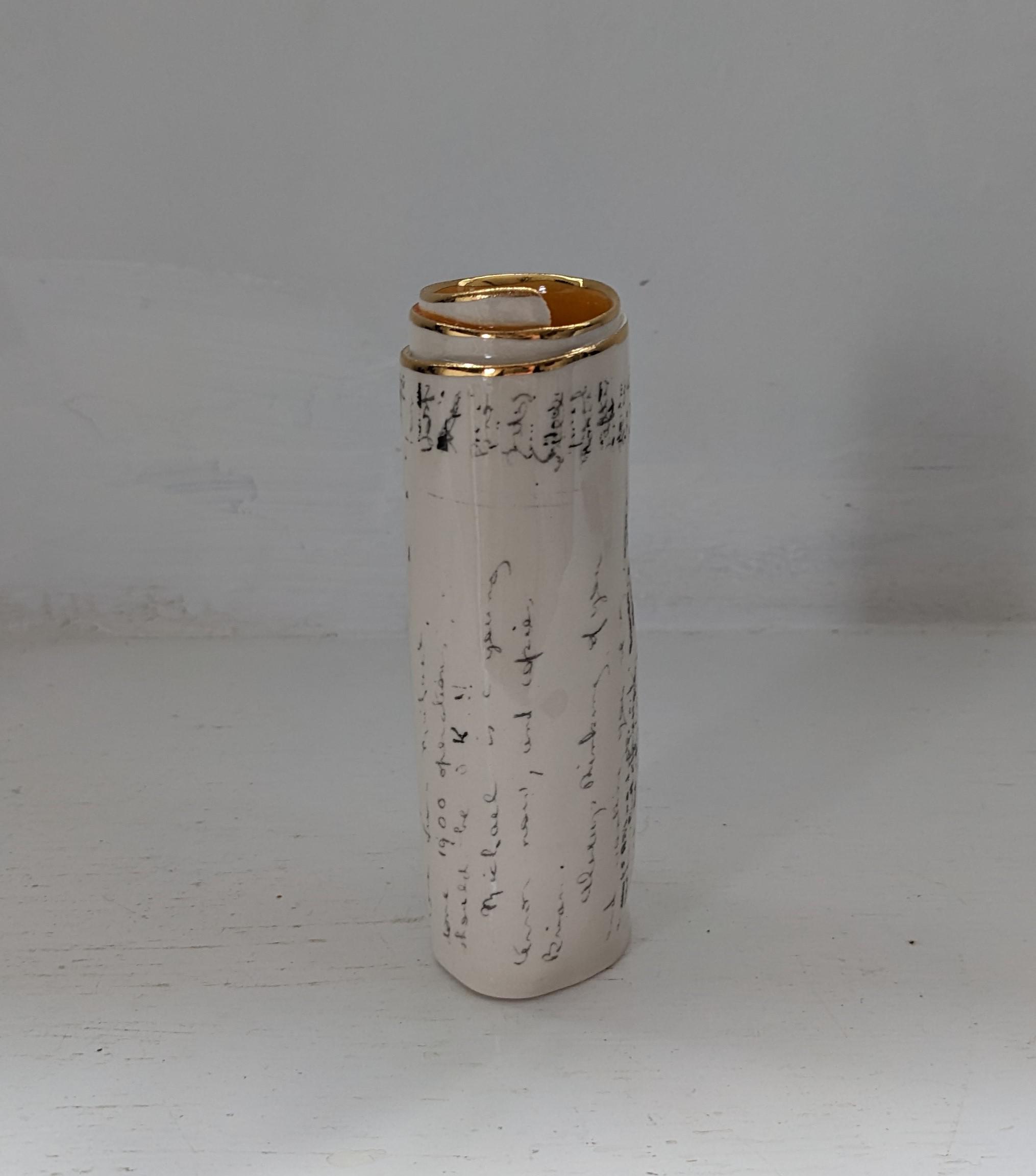 Medium Orange Script Scroll Bud Vase