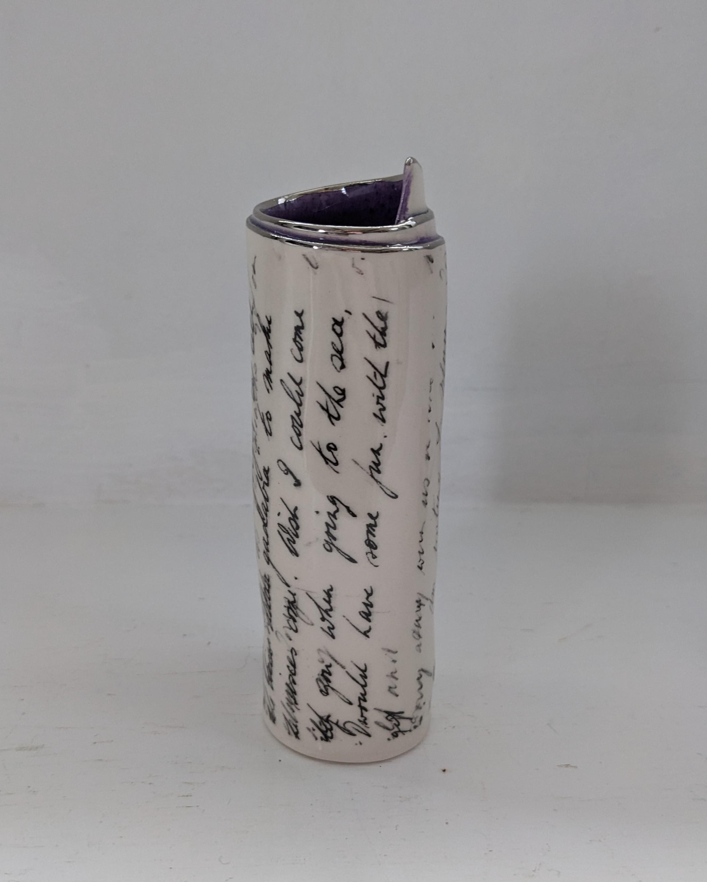 Medium Purple Script Scroll Bud Vase