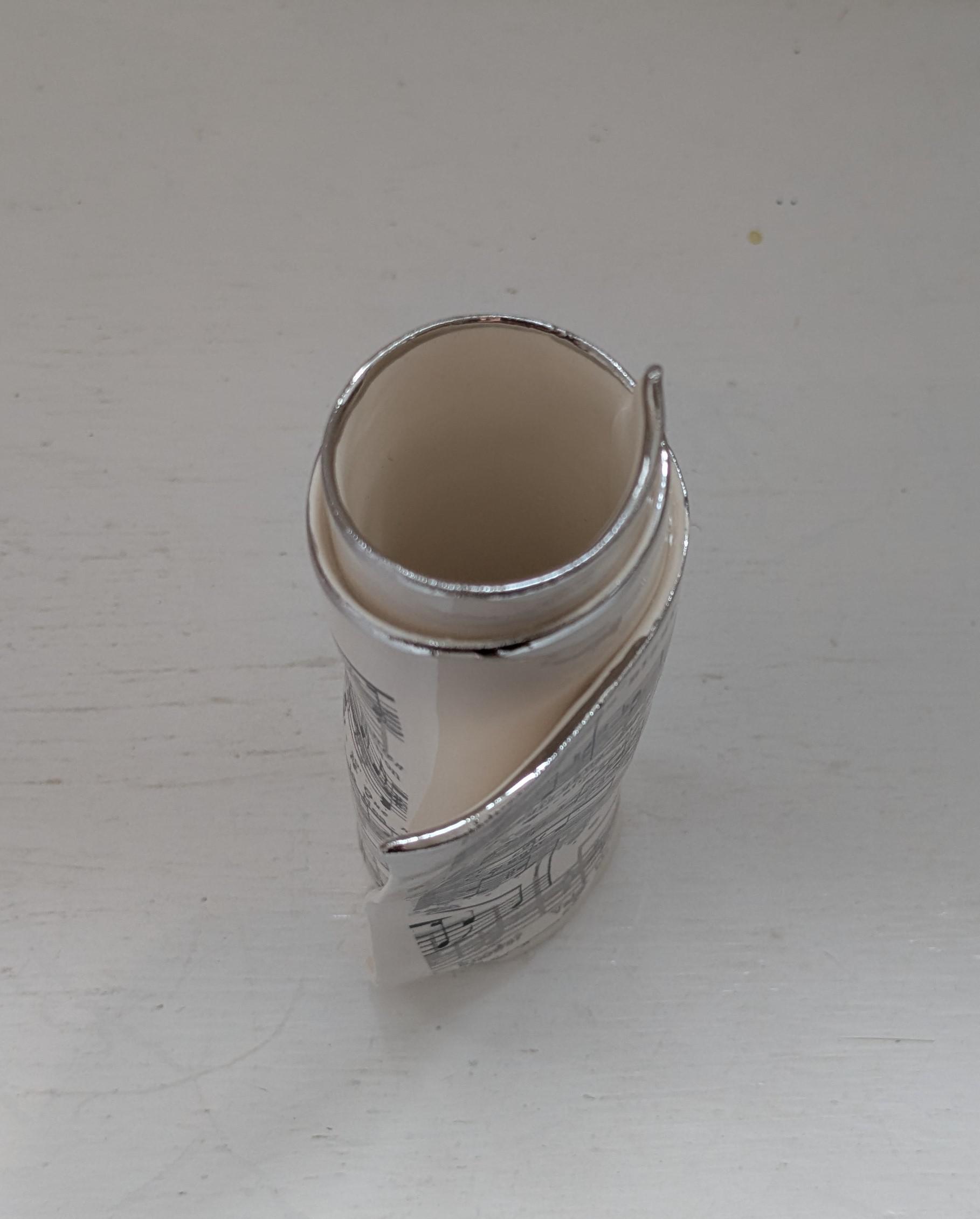 Medium White Music Scroll Bud Vase