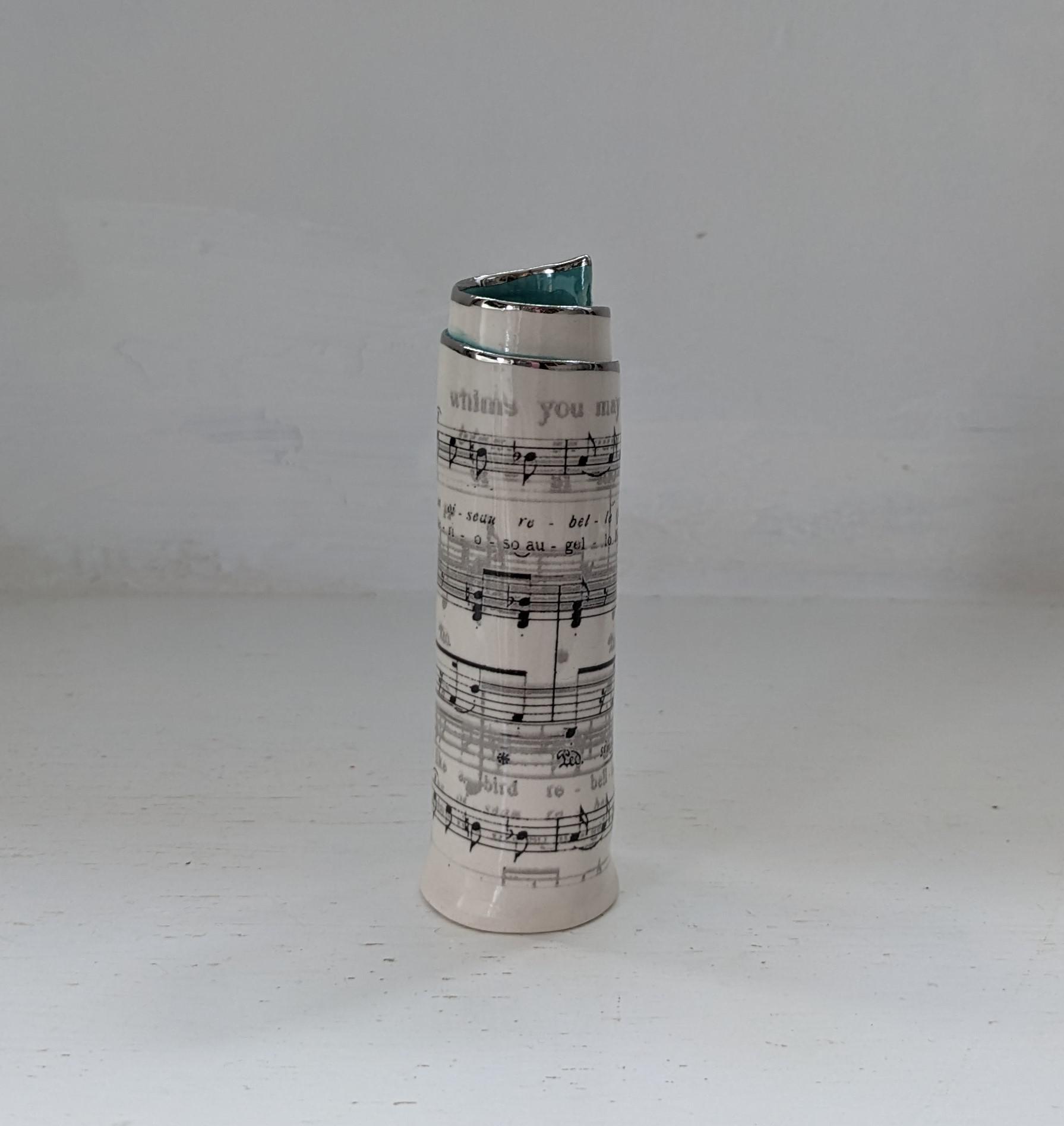 Small Turquoise Music Scroll Bud Vase