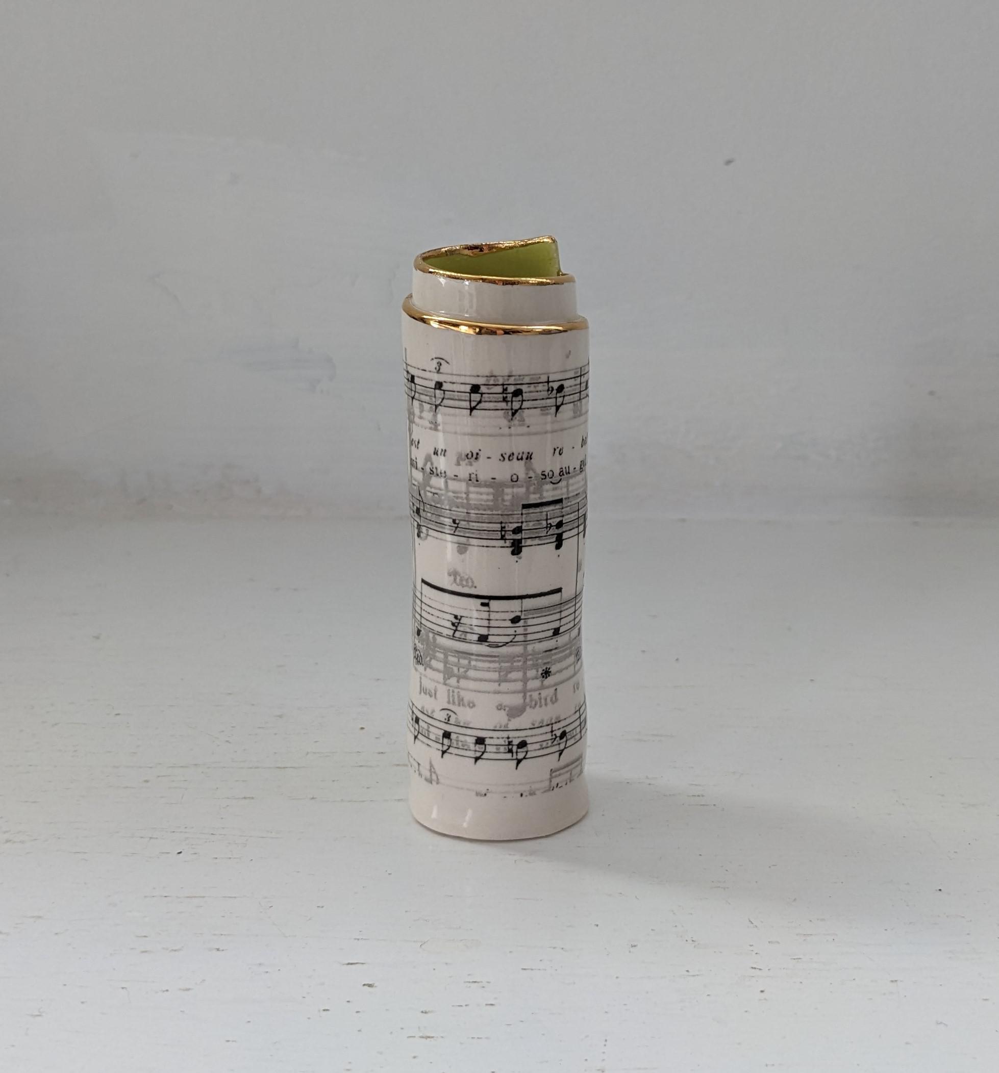 Small Green Music Scroll Bud vase