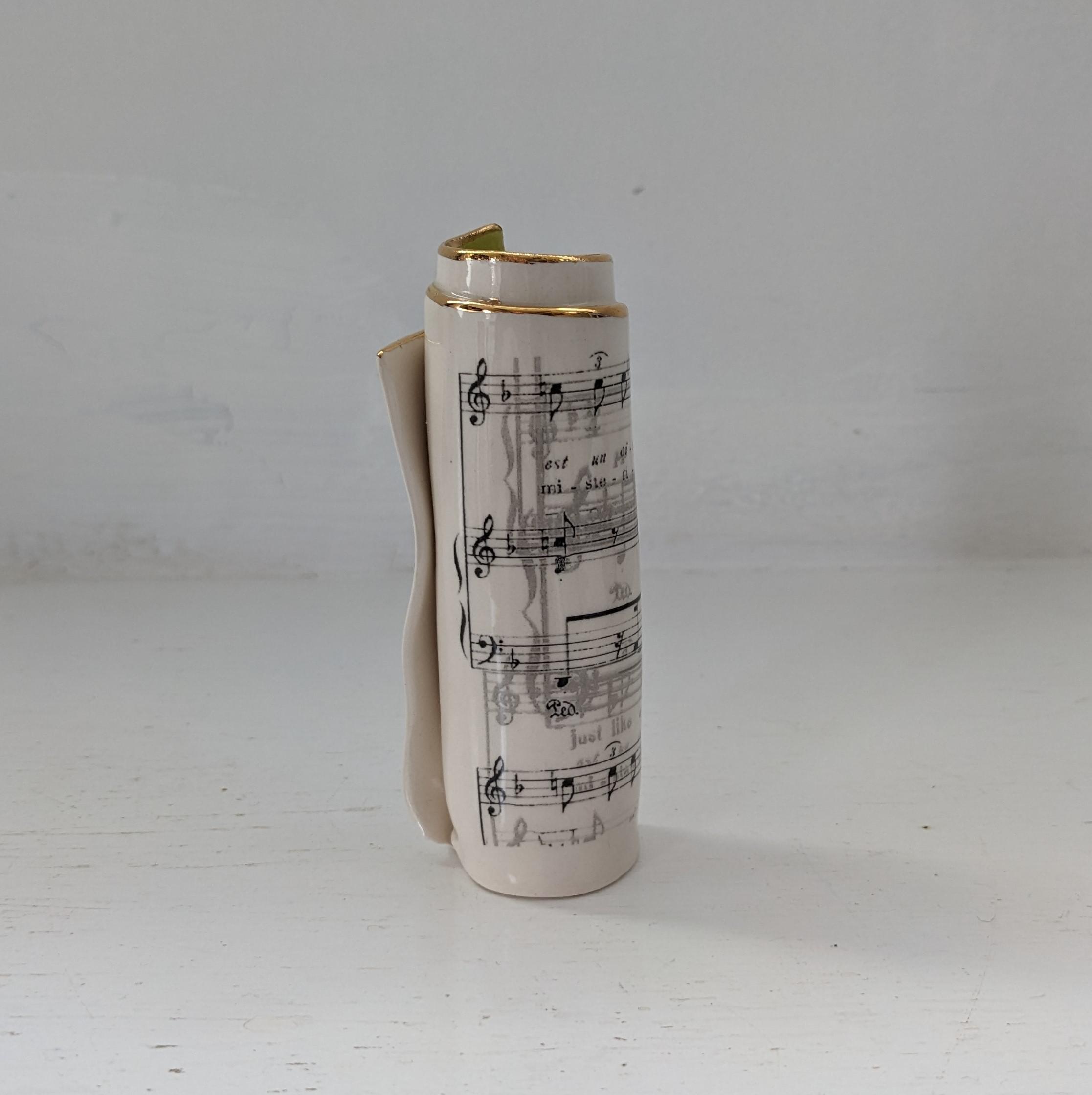 Small Green Music Scroll Bud vase