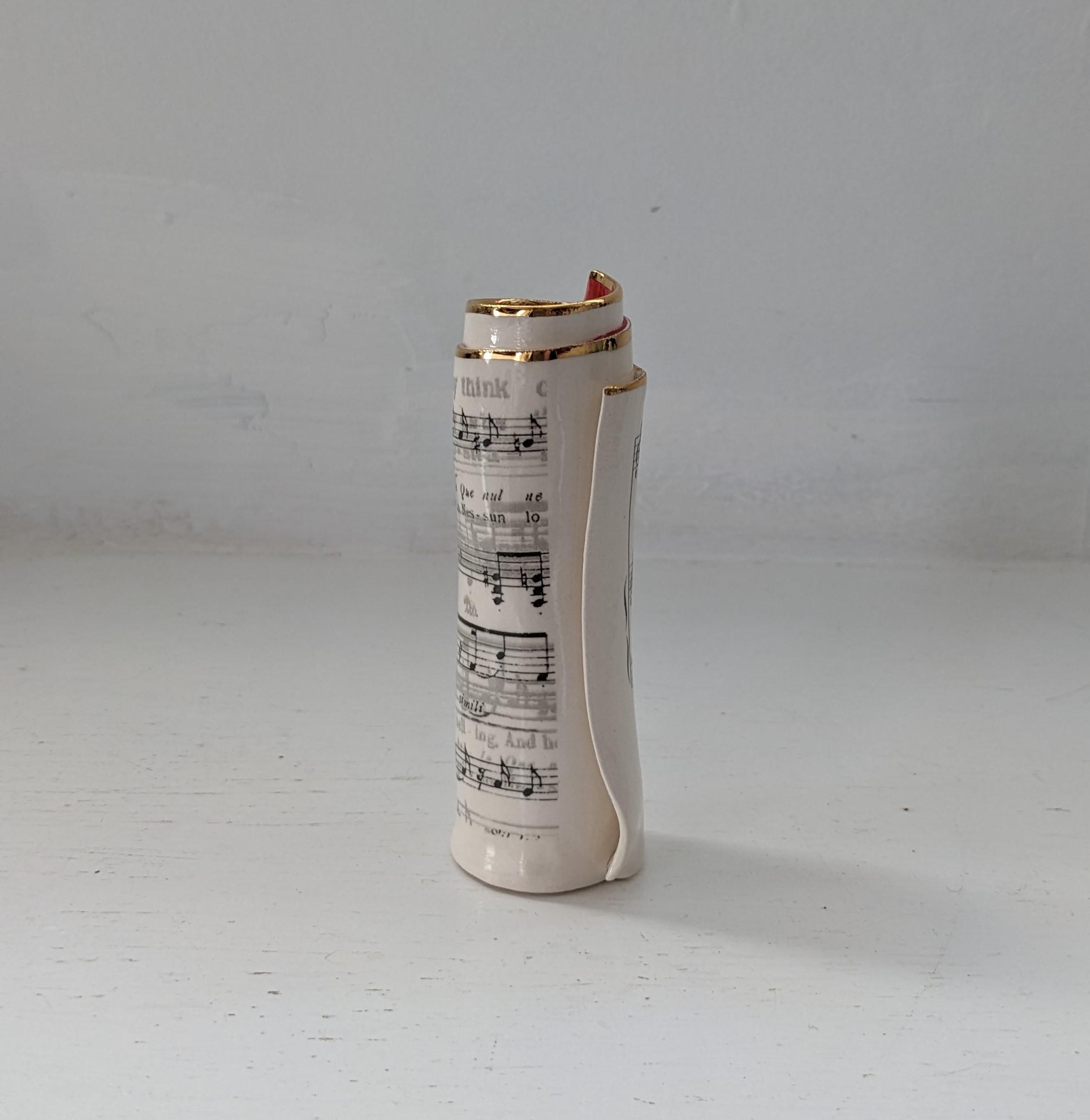 Small Red Music Scroll Bud Vase