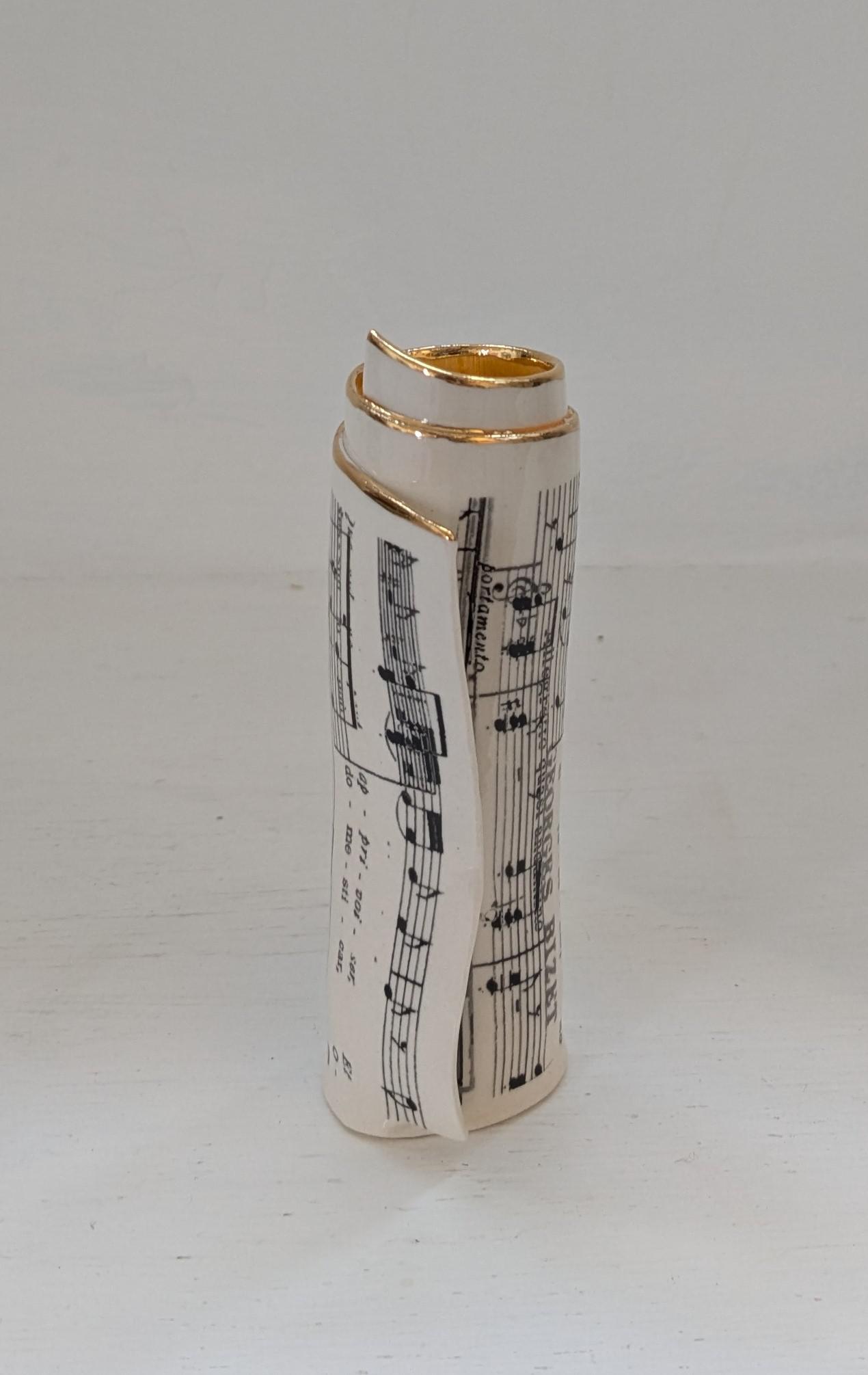 Small Orange Music Scroll Bud Vase