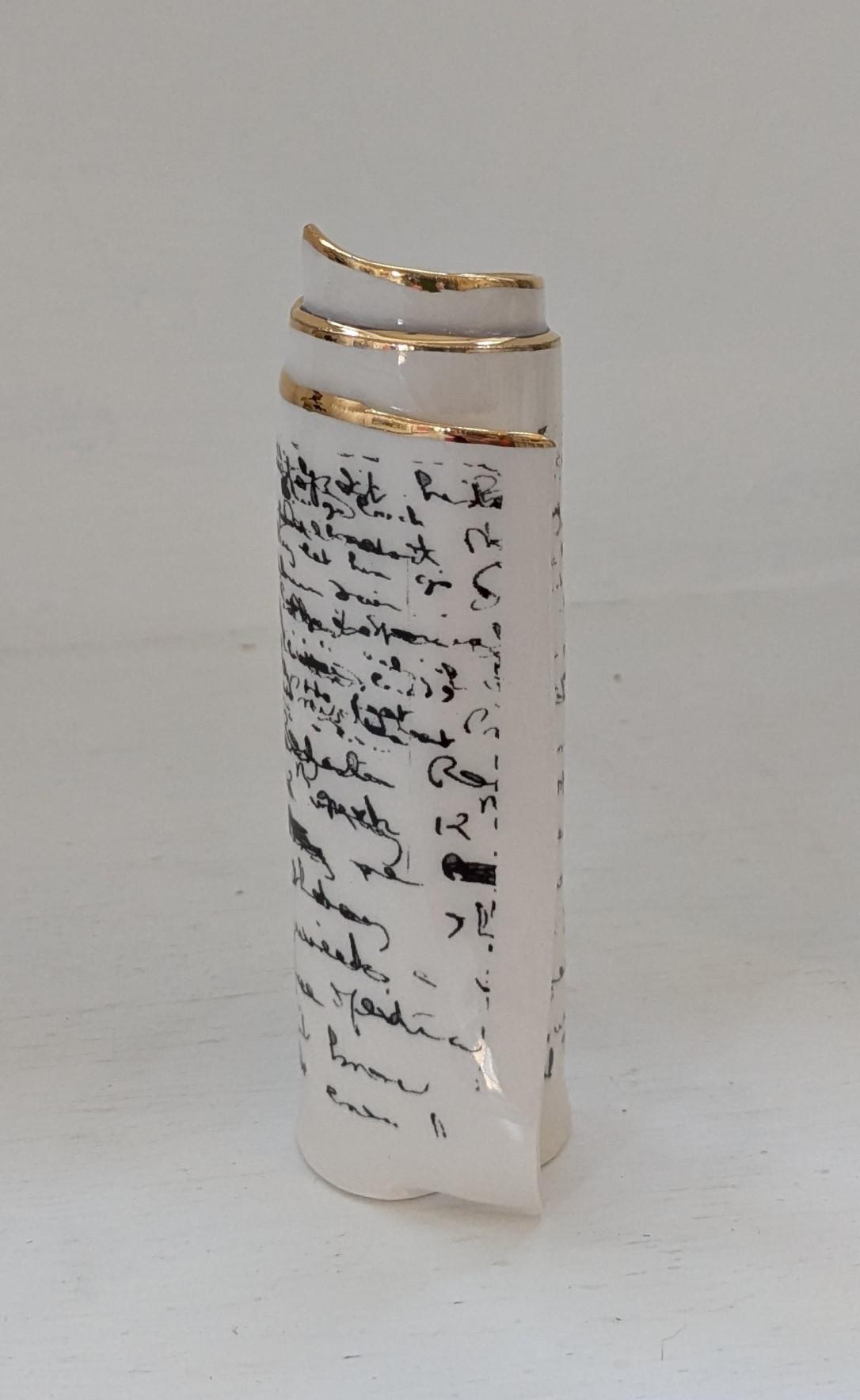 Small Purple Script Scroll Bud Vase