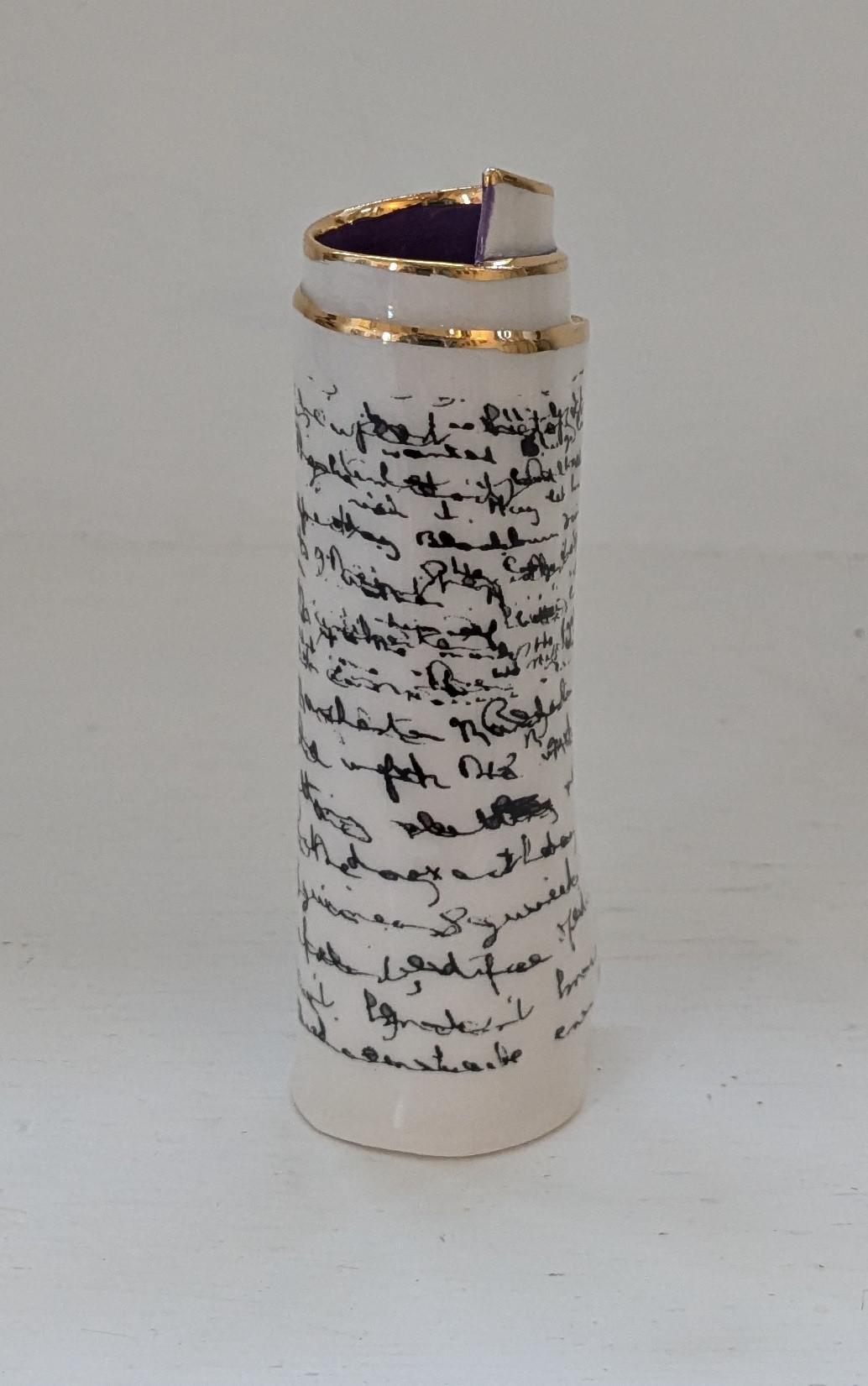 Small Purple Script Scroll Bud Vase