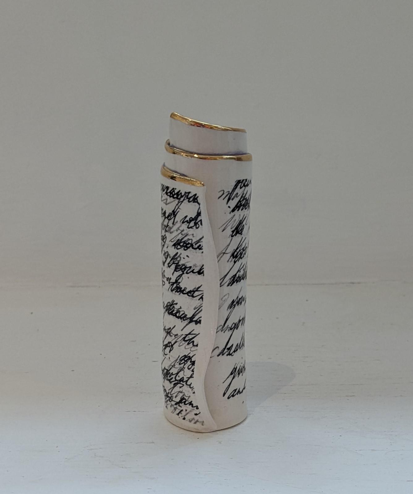 Small Purple Script Scroll Bud Vase