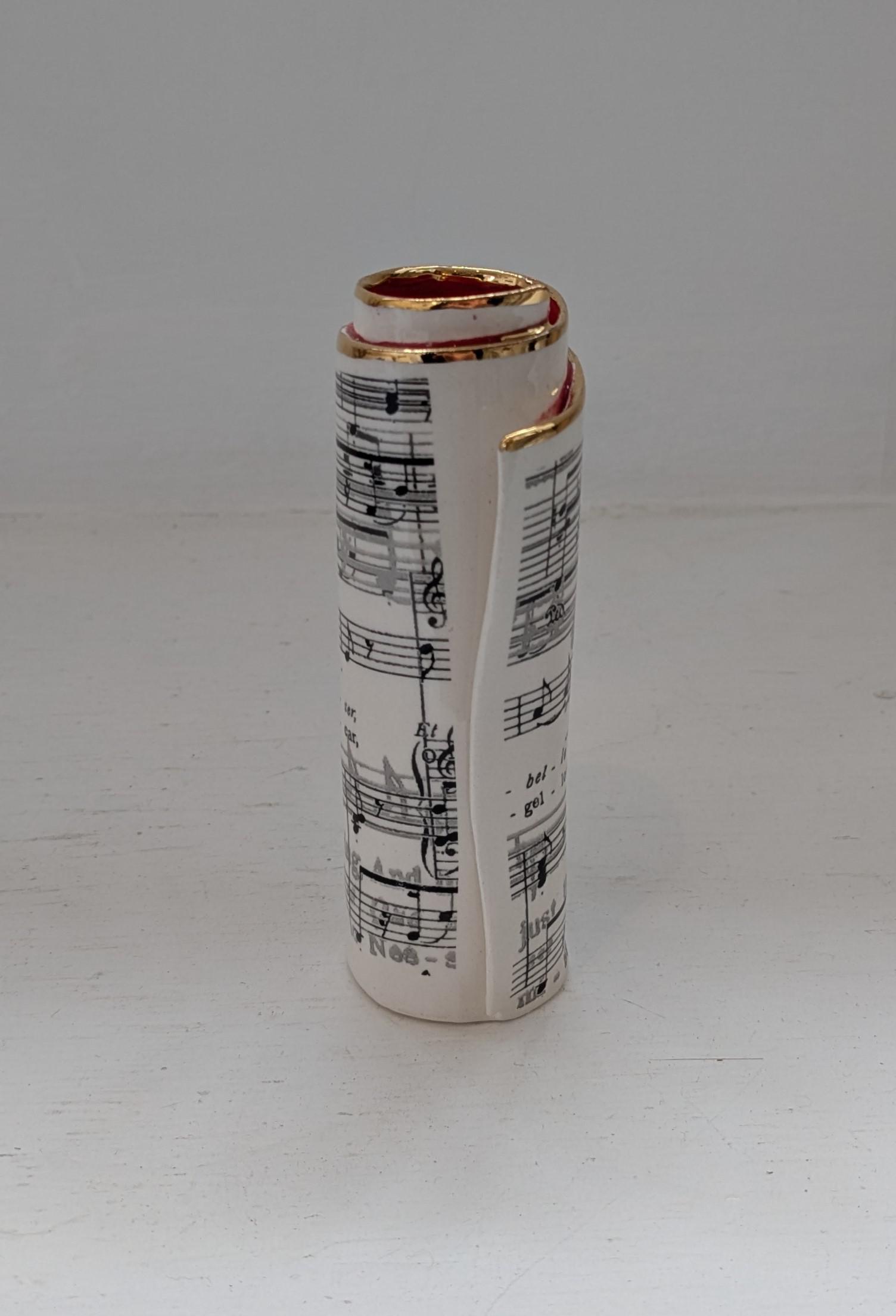 Small Red Music Scroll Bud Vase