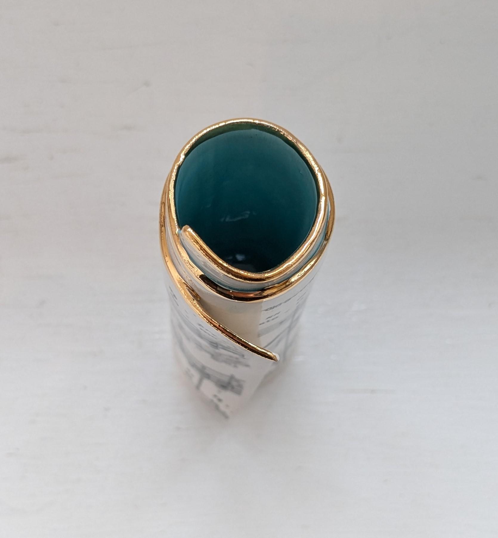 Small Turquoise Music Scroll Bud Vase