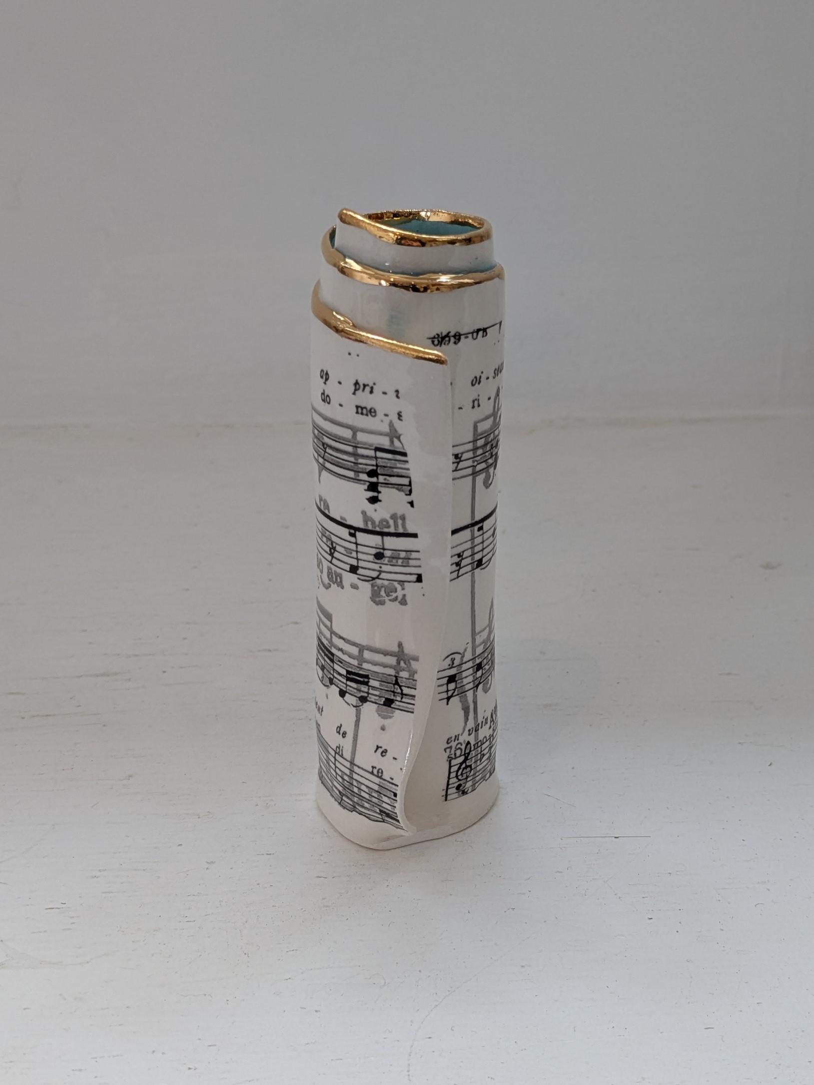 Small Turquoise Music Scroll Bud Vase