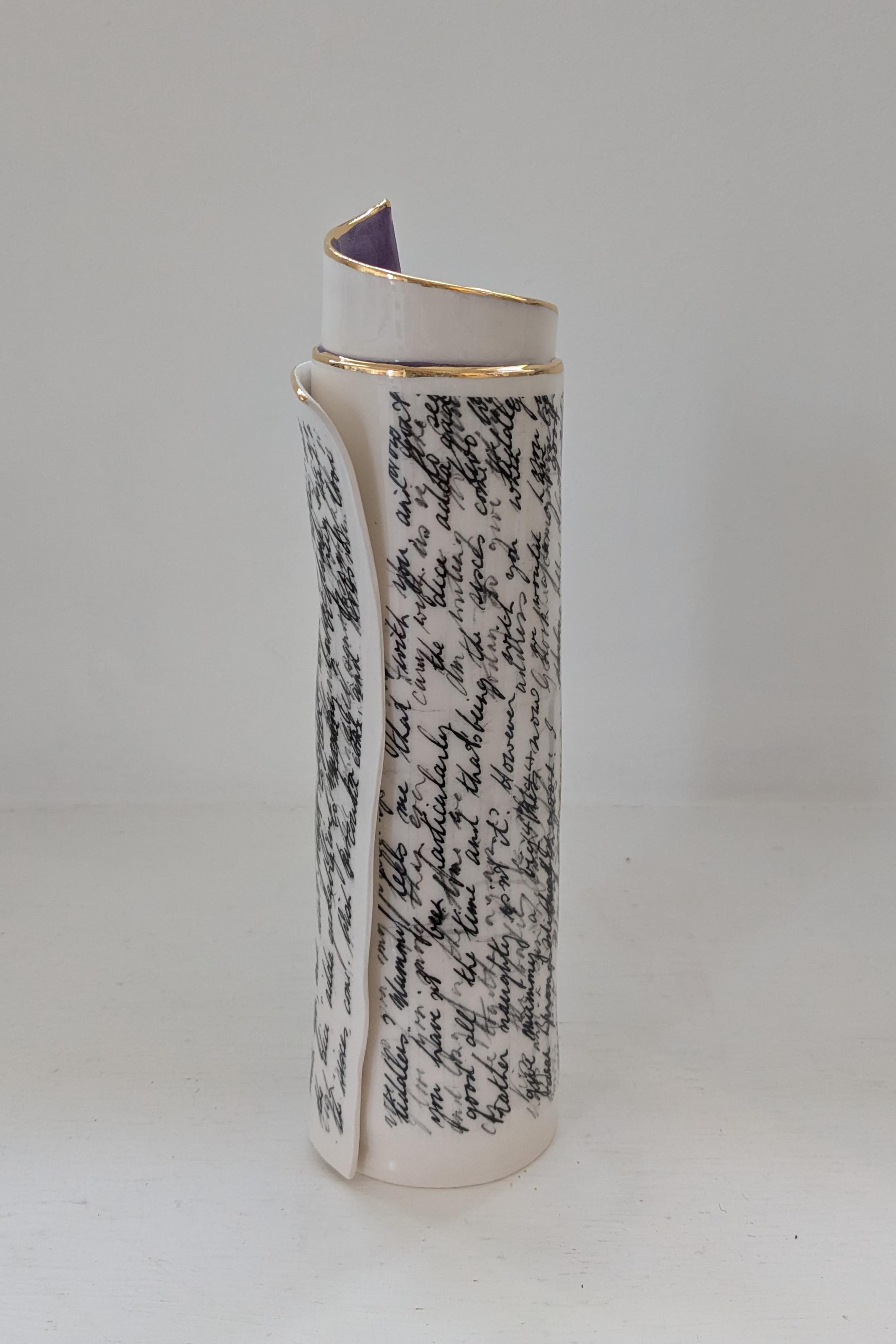 Extra Large Purple Script Scroll Bud Vase