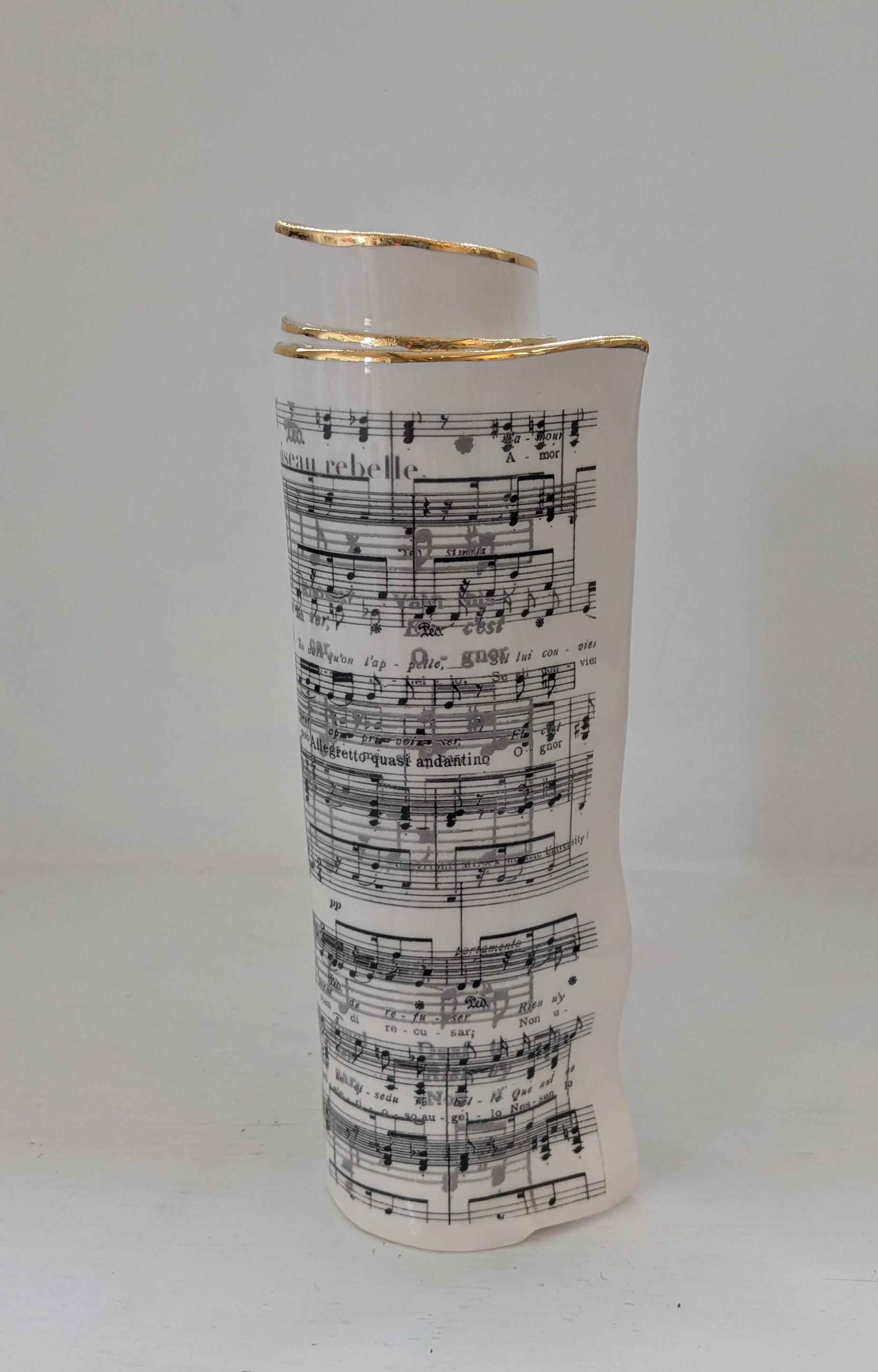 Extra Large White Music Scroll Bud Vase