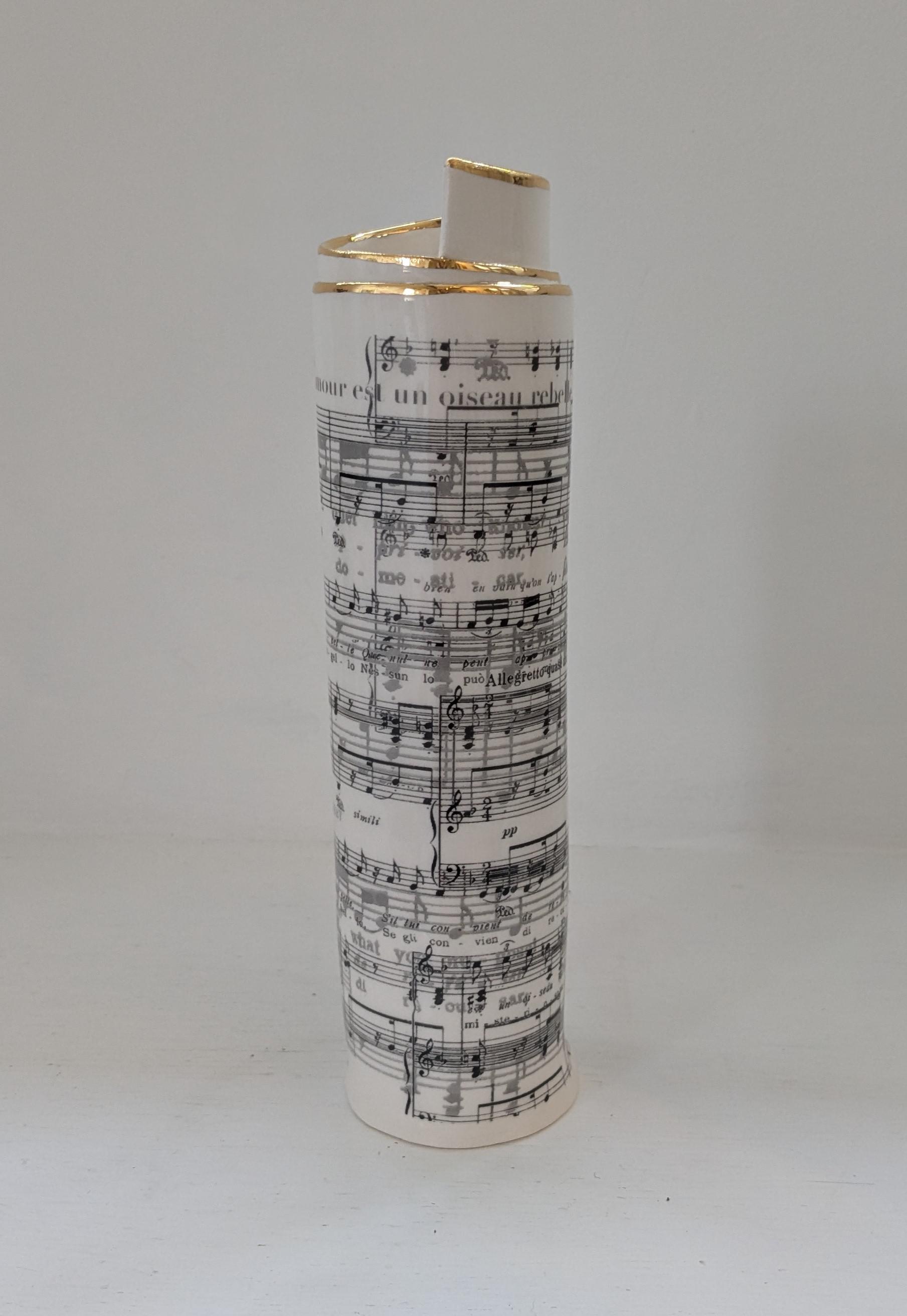 Extra Large White Music Scroll Bud Vase