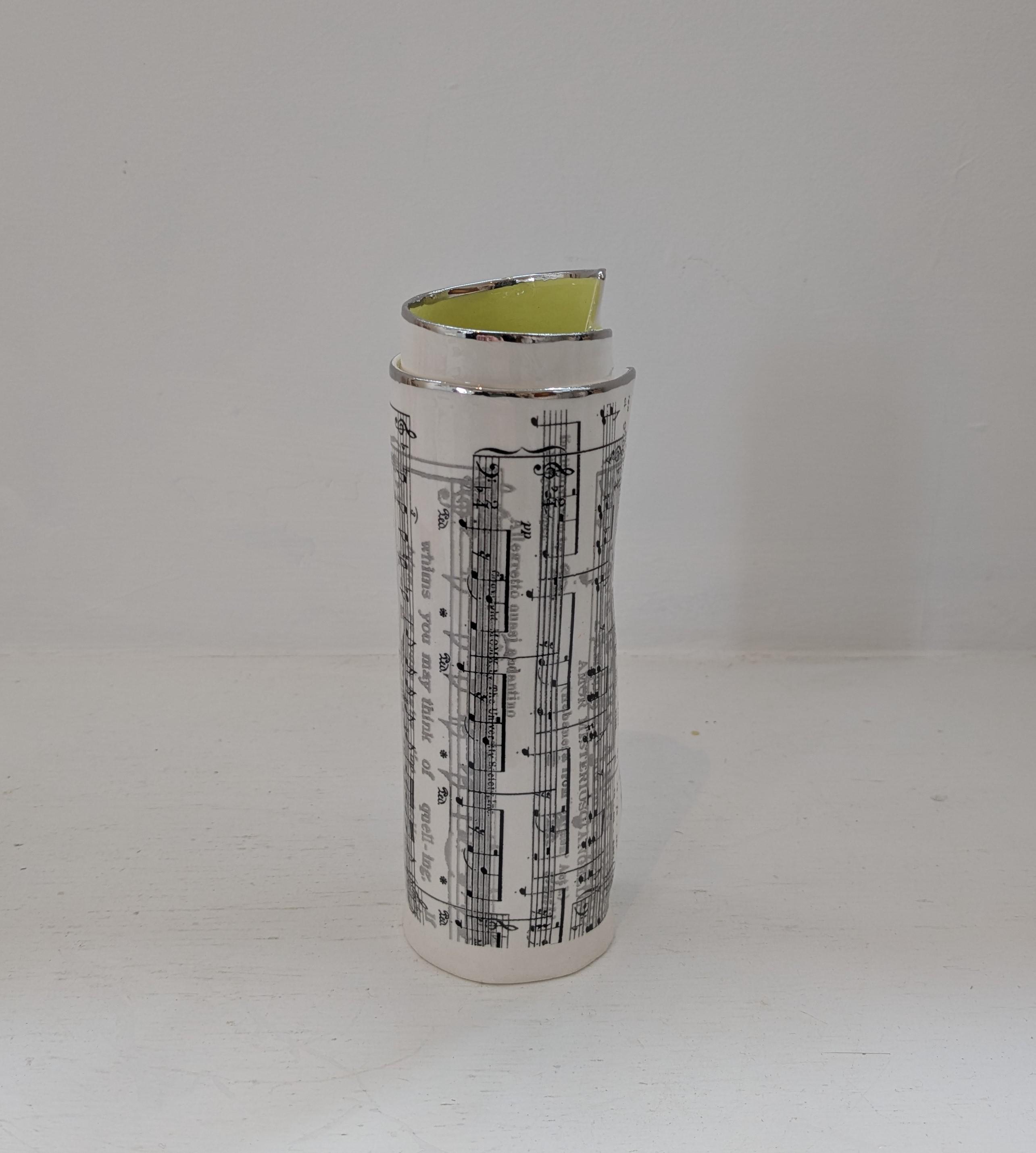 Large Green Music Scroll Bud Vase