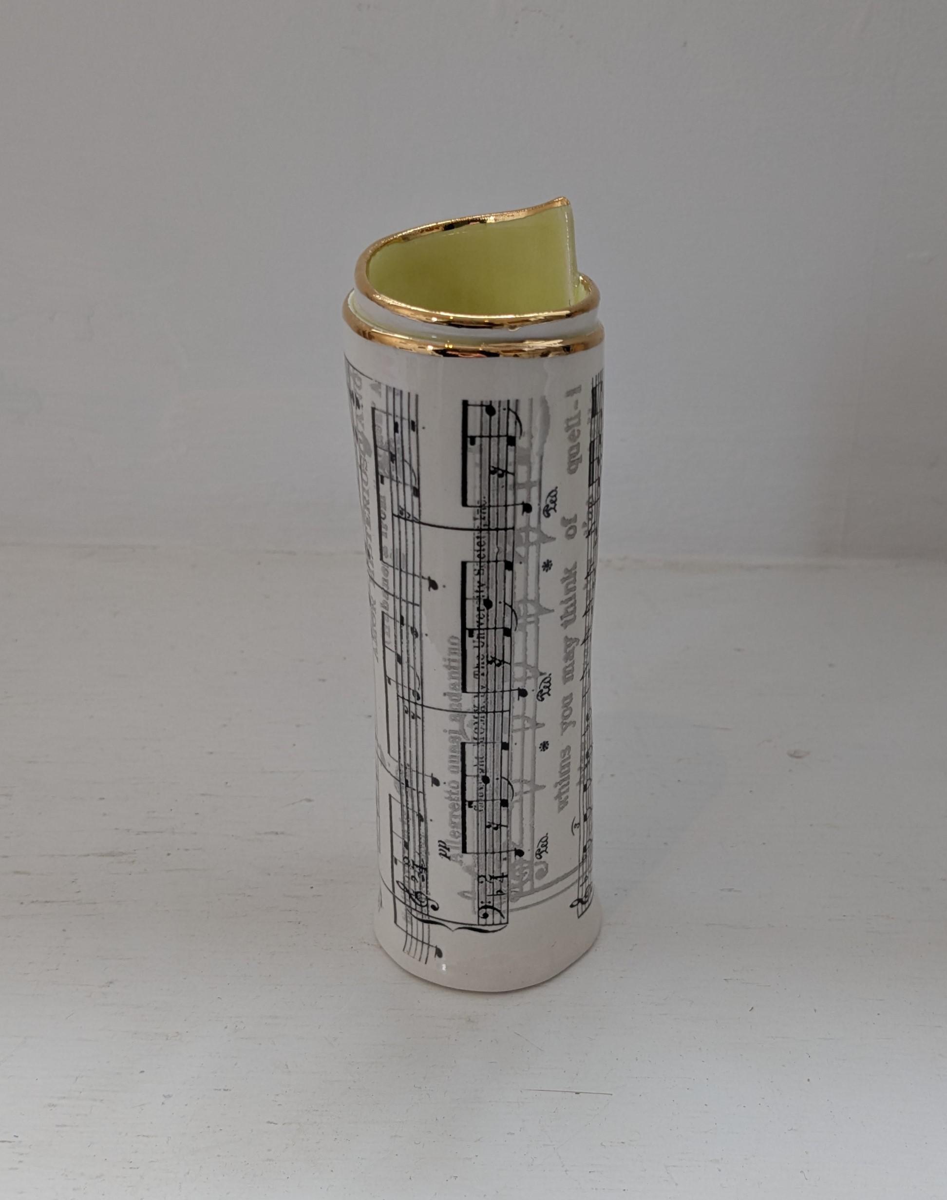 Medium Green Music Scroll Bud Vase