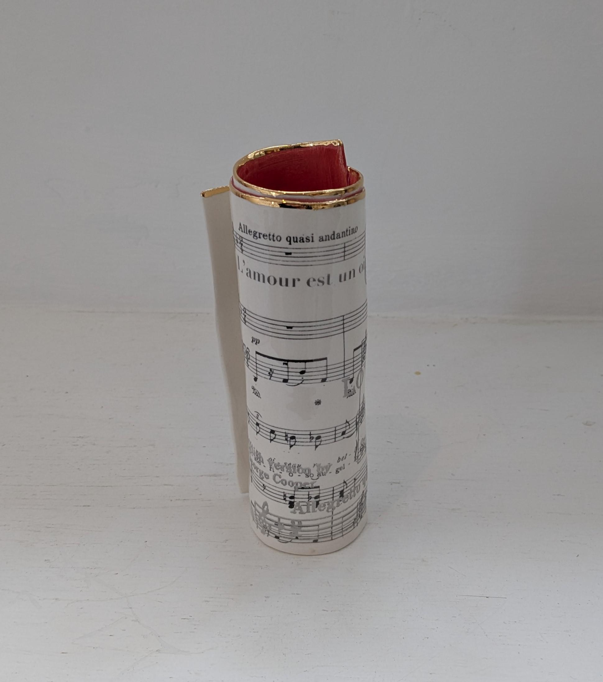 Medium Red Music Scroll Bud Vase