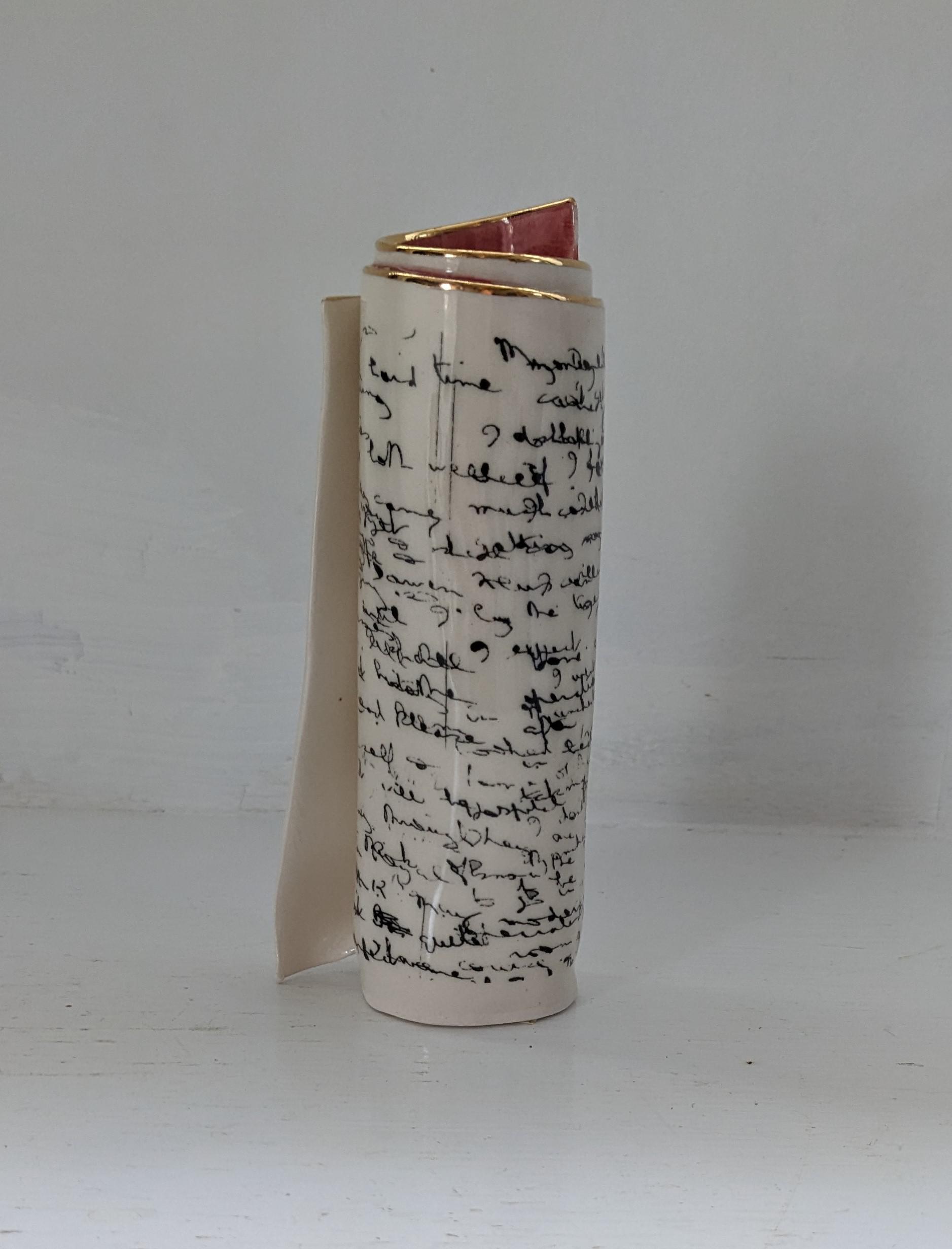 Medium Red Script Scroll Bud Vase