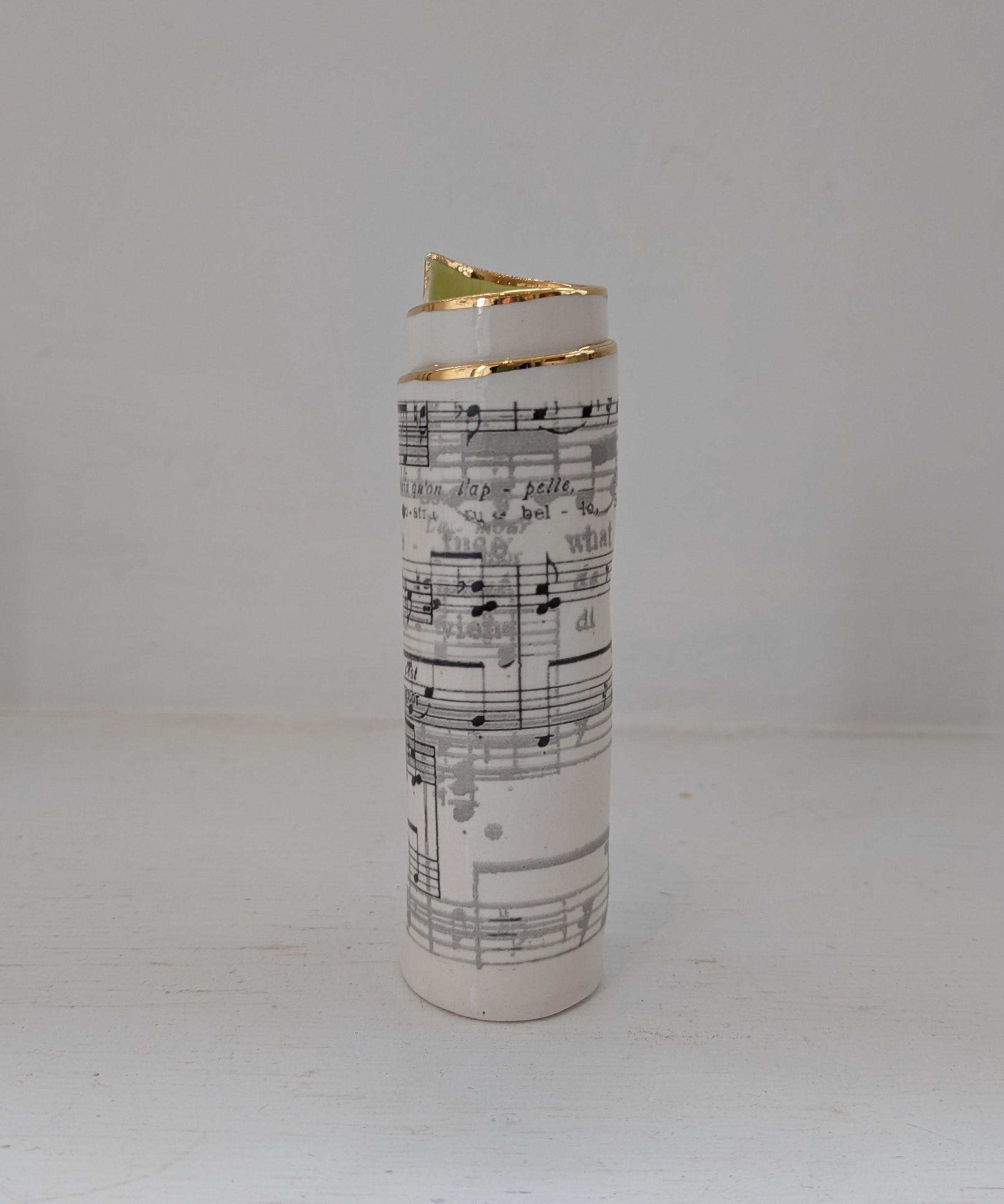 Small Green Music Scroll Bud vase