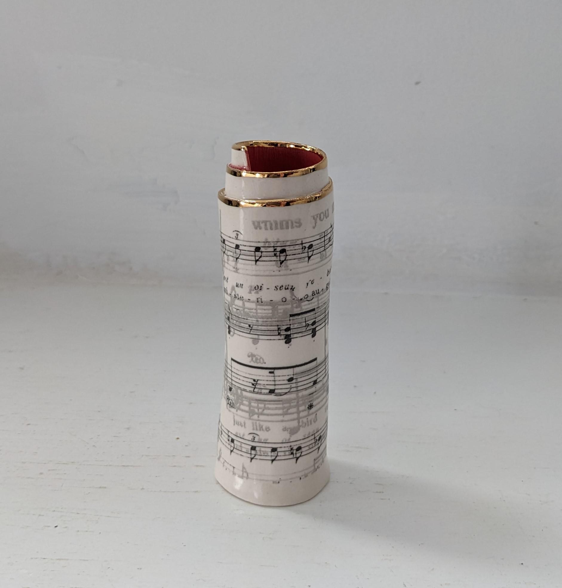 Small Red Music Scroll Bud Vase