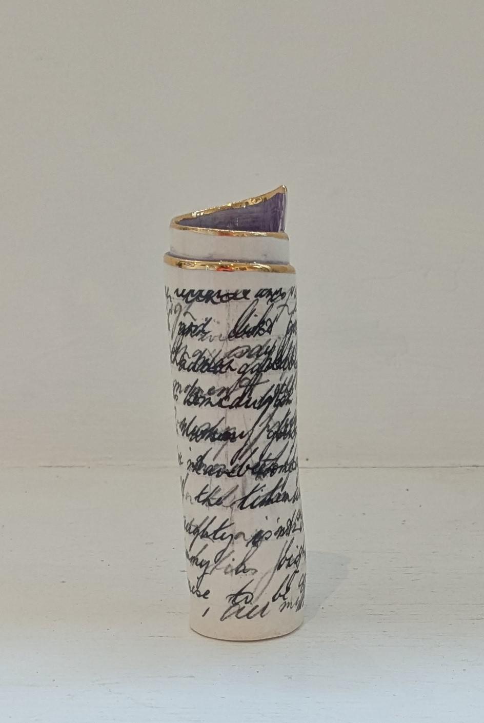 Small Purple Script Scroll Bud Vase