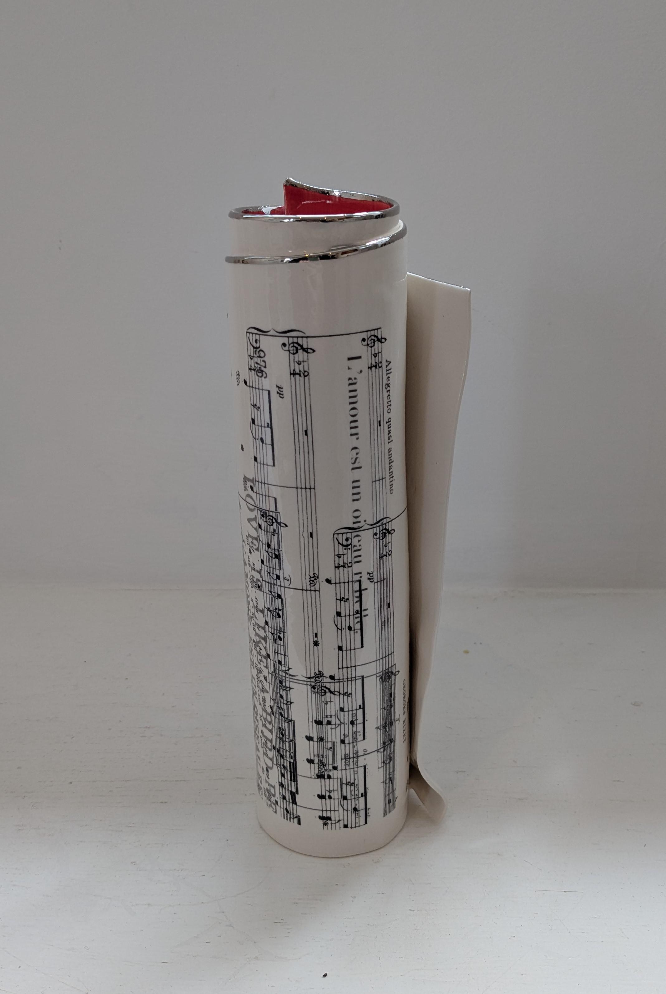 Extra Large Red Music Scroll Bud Vase