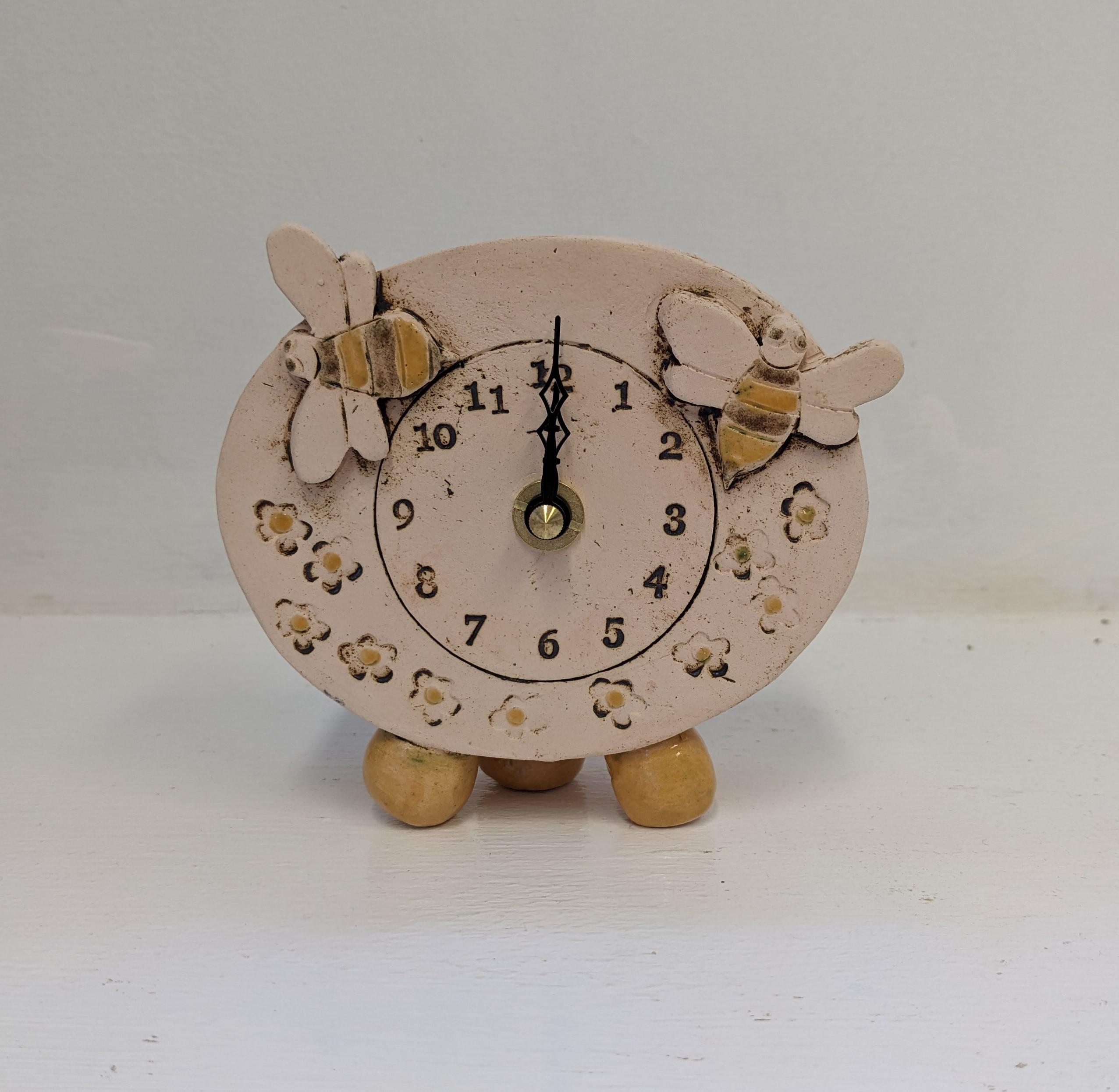 Bumble Bee Mantle Clock with Pebble Feet