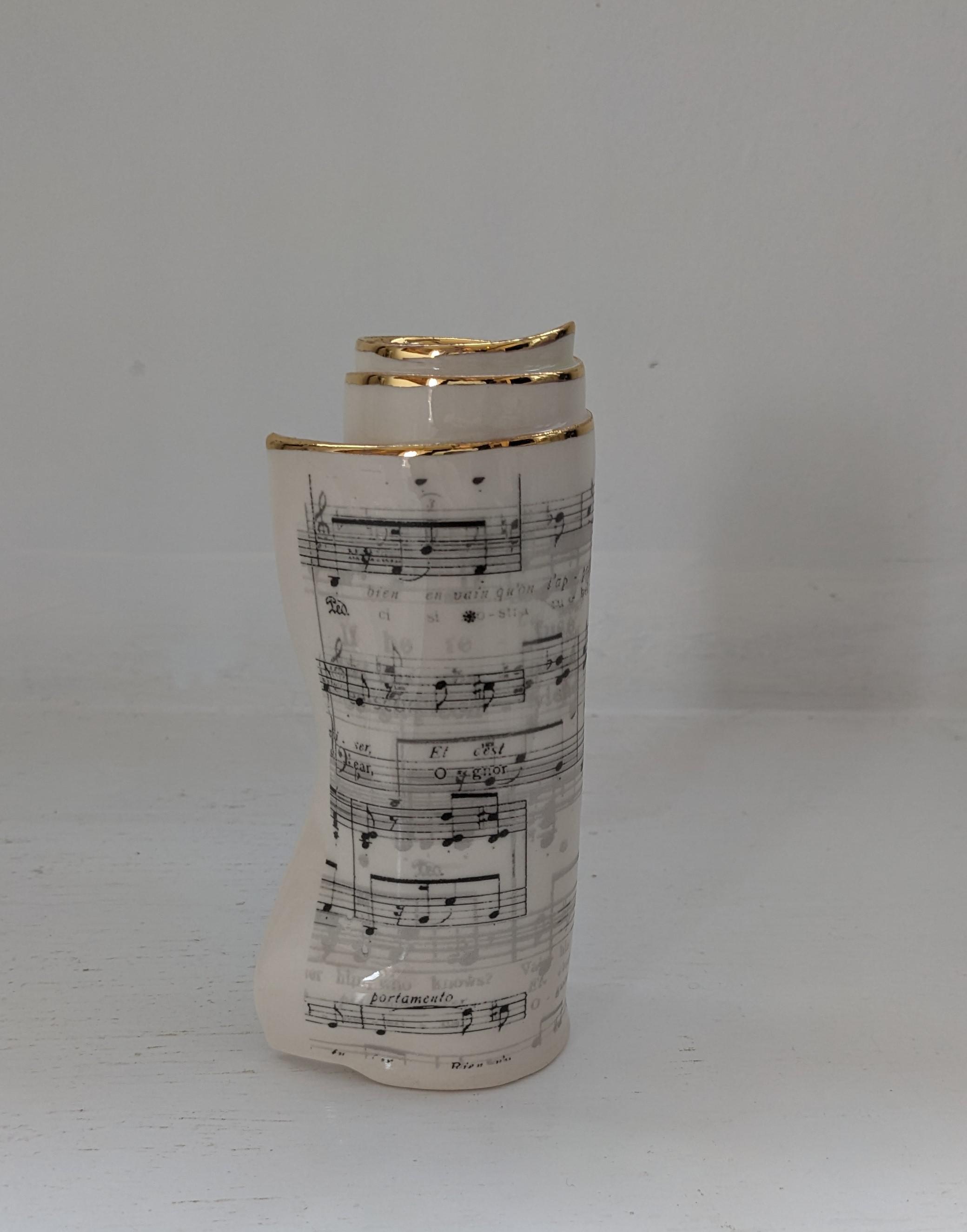 Medium Green Music Scroll Bud Vase