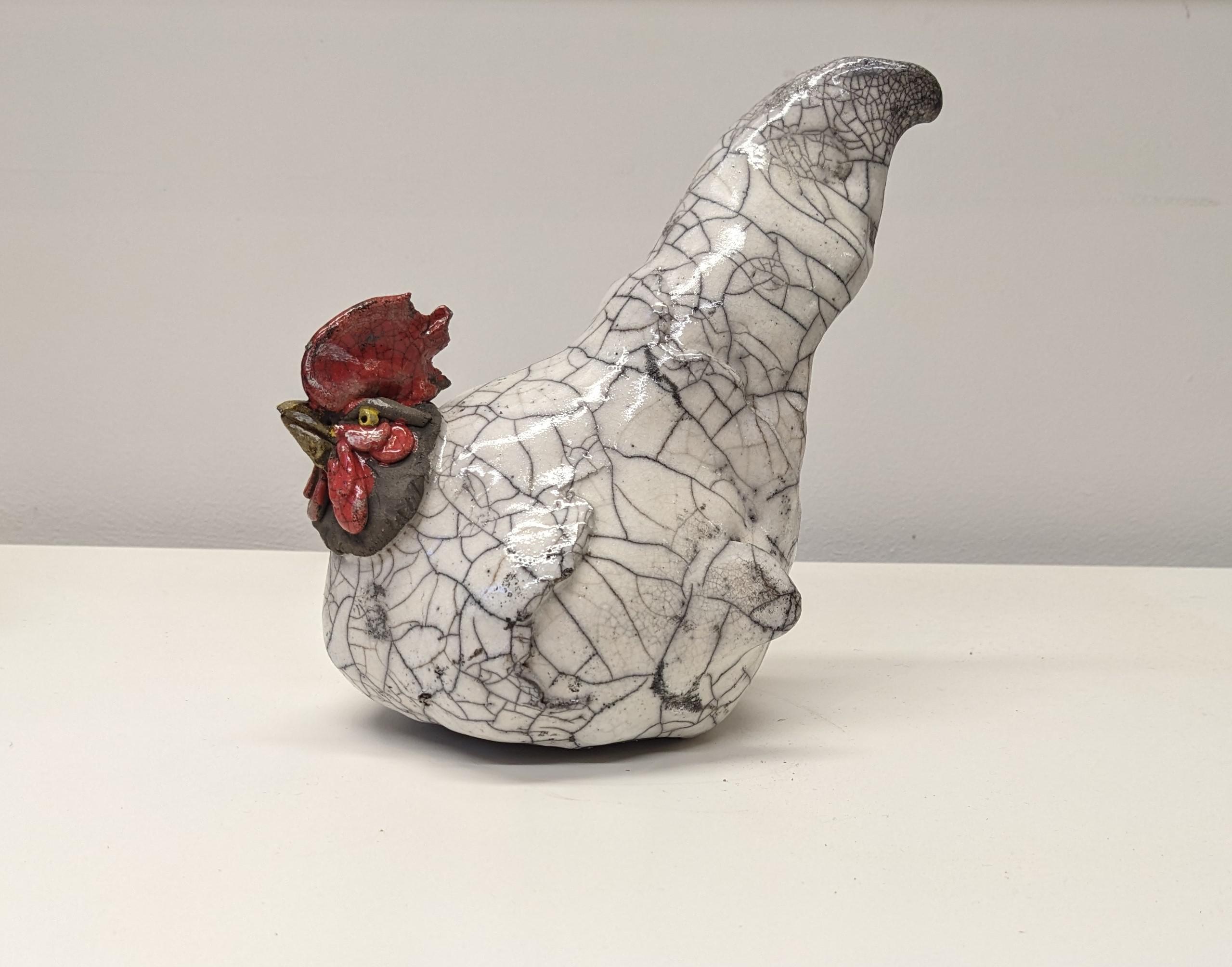 Medium Chick (raku tail feathers) 