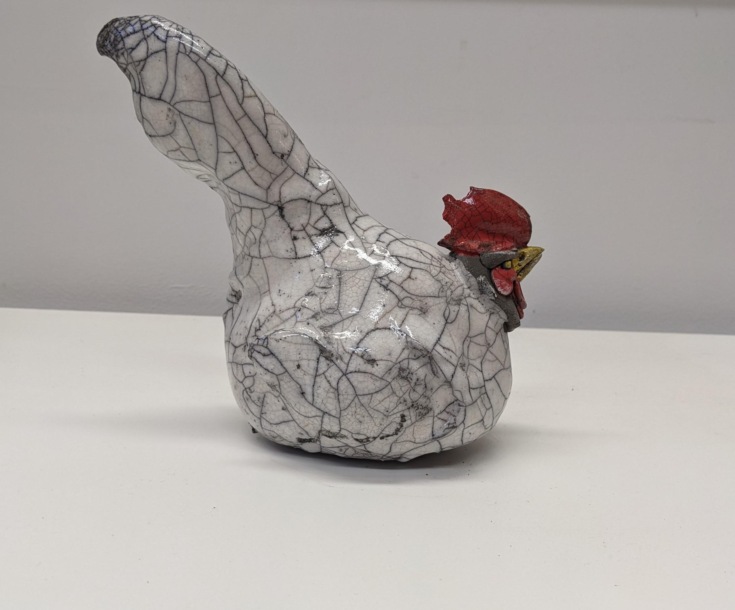 Medium Chick (raku tail feathers) 