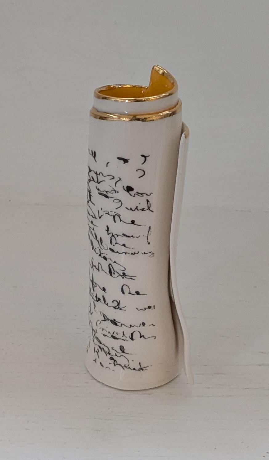 Small Orange Script Scroll Bud Vase