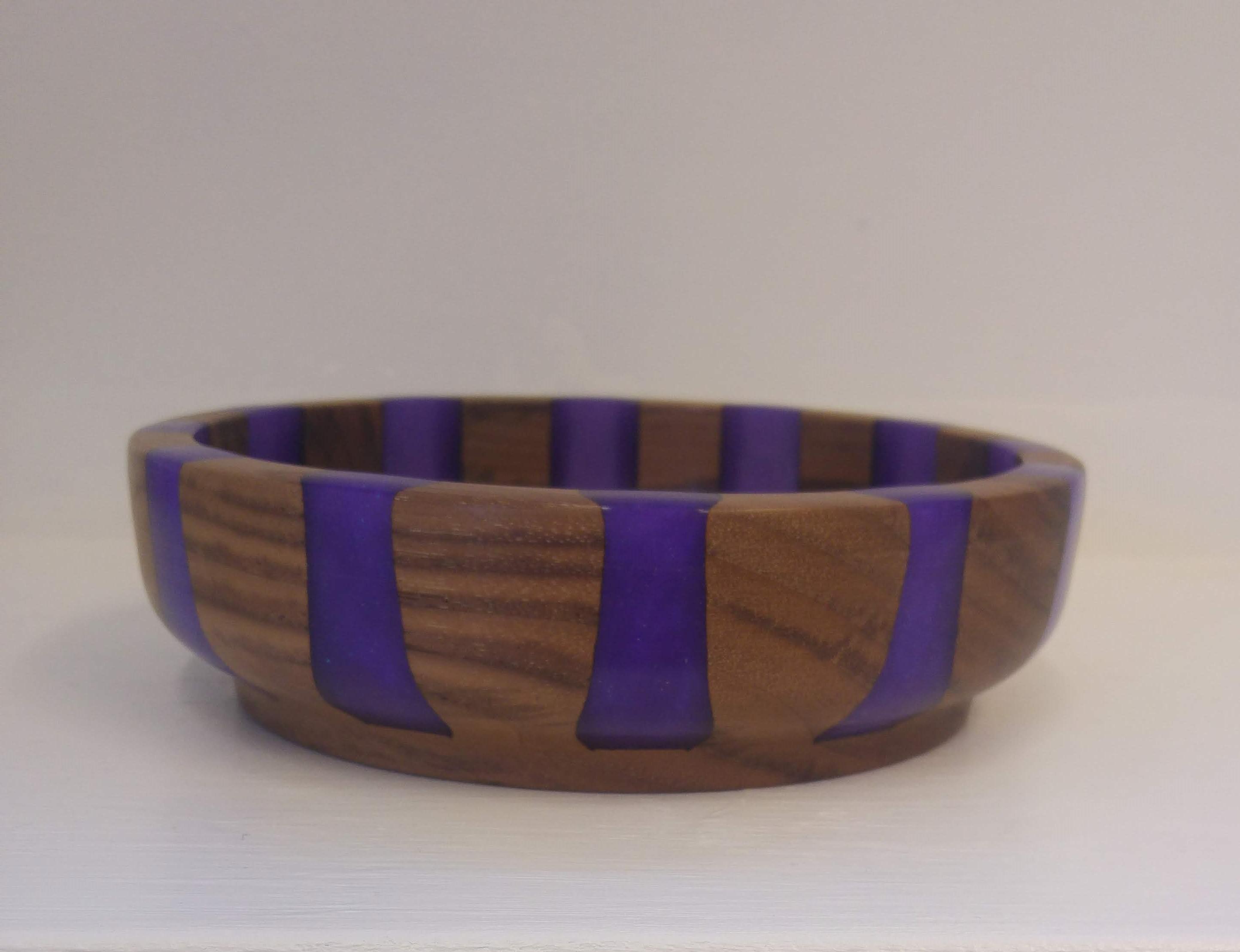 Walnut and Purple Resin Dish