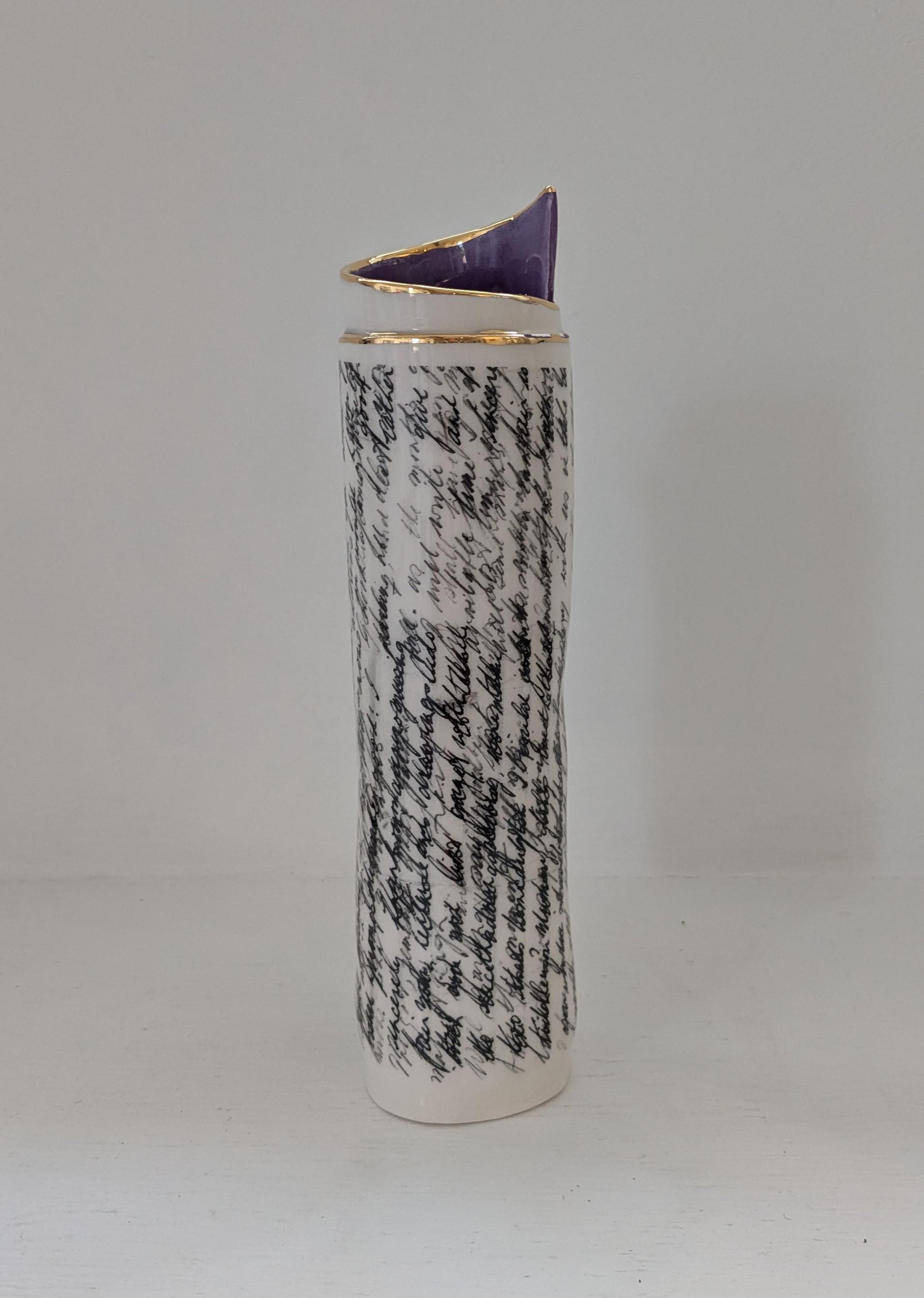 Extra Large Purple Script Scroll Bud Vase