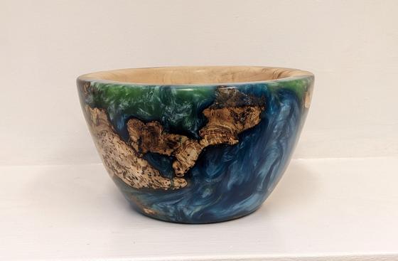 Black Poplar Burr and Resin Bowl