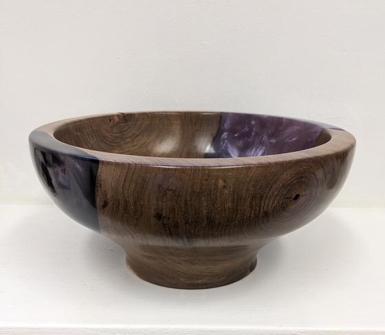 Walnut and Purple Resin Bowl